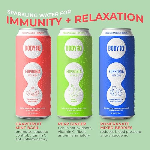 Vista 13 de Body Intelligence Euphoria - Agua con gas inteligente, bebida vitamínica para apoyo inmunológico, agua saborizada de gran sabor para relajación