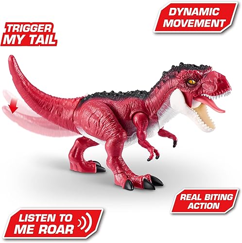 Miniatura 2 de Robo Alive Dino Action T-Rex de ZURU - Juguetes de dinosaurio, acción de mordida real, sonido realista de rugidos, juguete robótico interactivo para