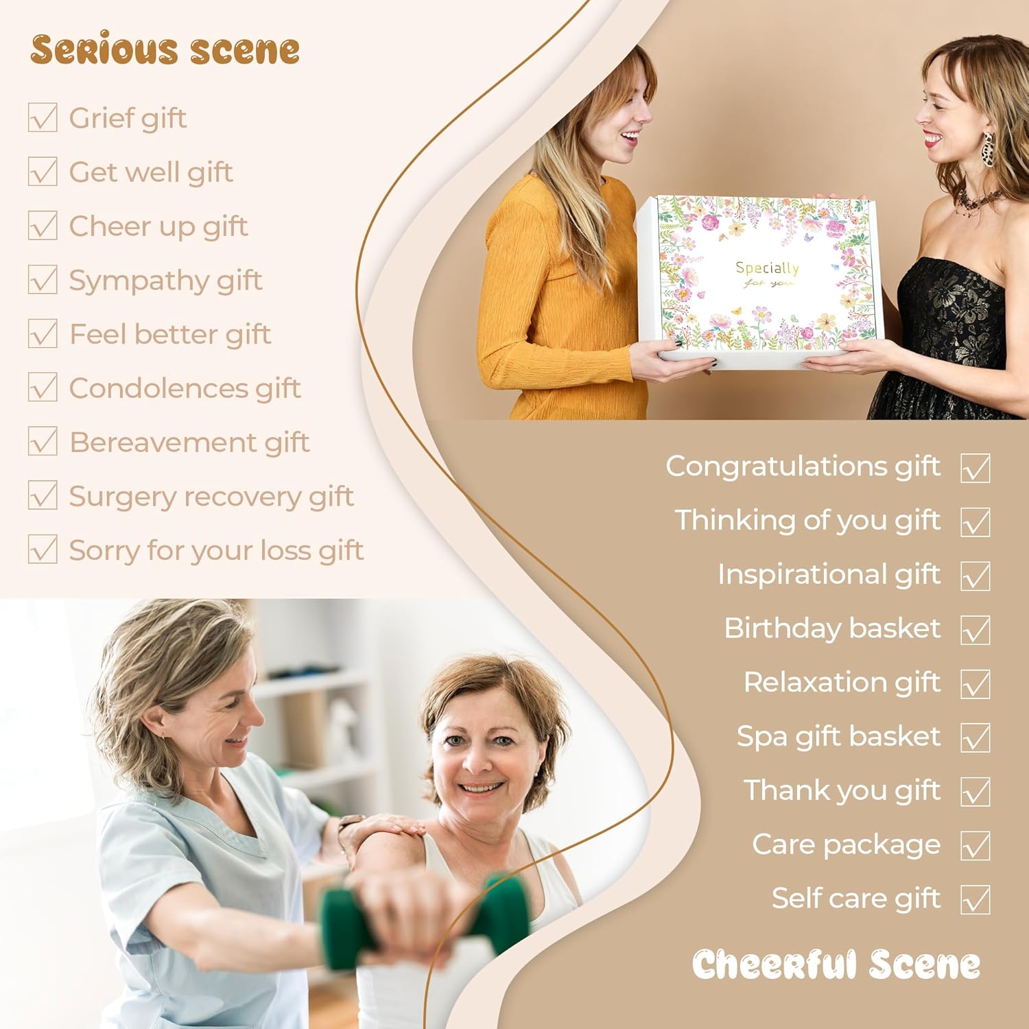 8 Set Valentine's Day Self Care Gift for Women Get Well Soon Gifts, Apricot Color Birthday Gifts for Women Care Package Thinking of You Inspirational Spa Gift Baskets for Mom Her Friend Sister Wife - Image 7