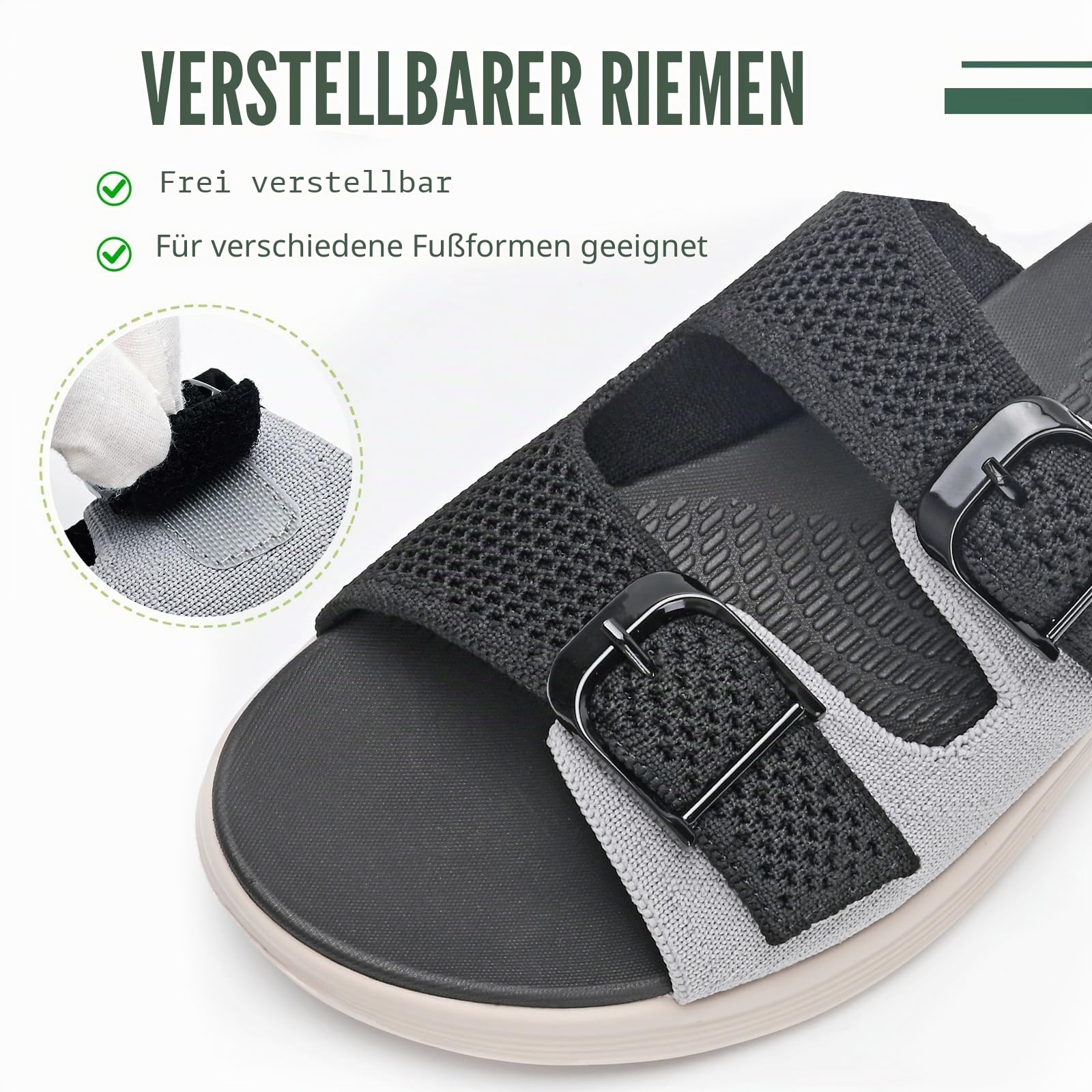 Sandalen Damen Sommer Bequem Orthopädische Pantoletten Damen Leicht Outdoorsandale mit Verstellbare Riemen Gr.36-42