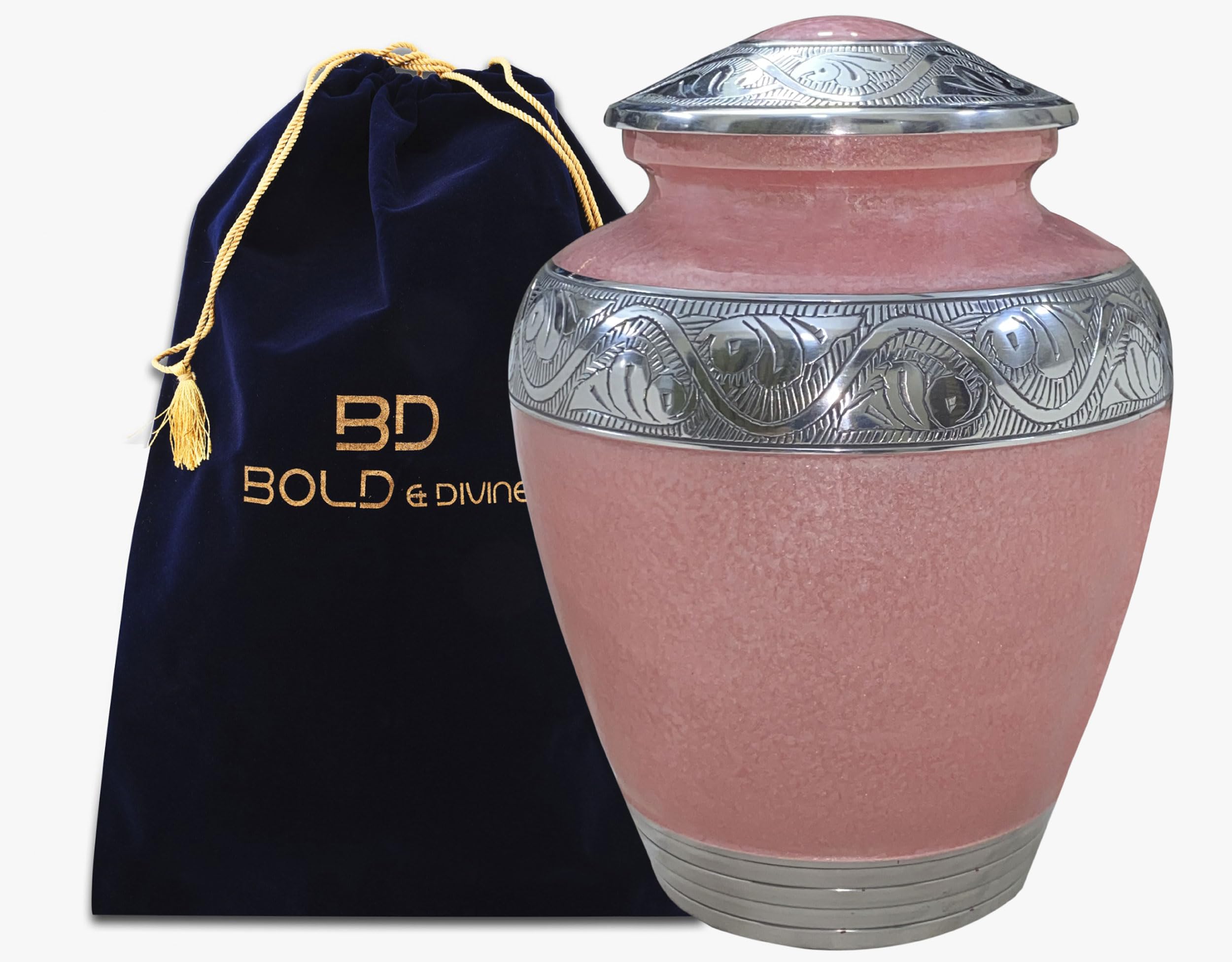 BOLD & DIVINE Pink Enamel Textured Cremation Urn, Large - Set of 1 - Image 2