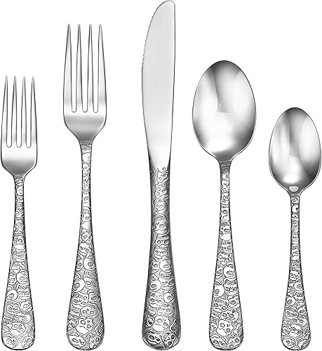 Liberty Tabletop Calavera - Juego de cubiertos de 60 piezas para 12 cubiertos fabricados en los Estados Unidos