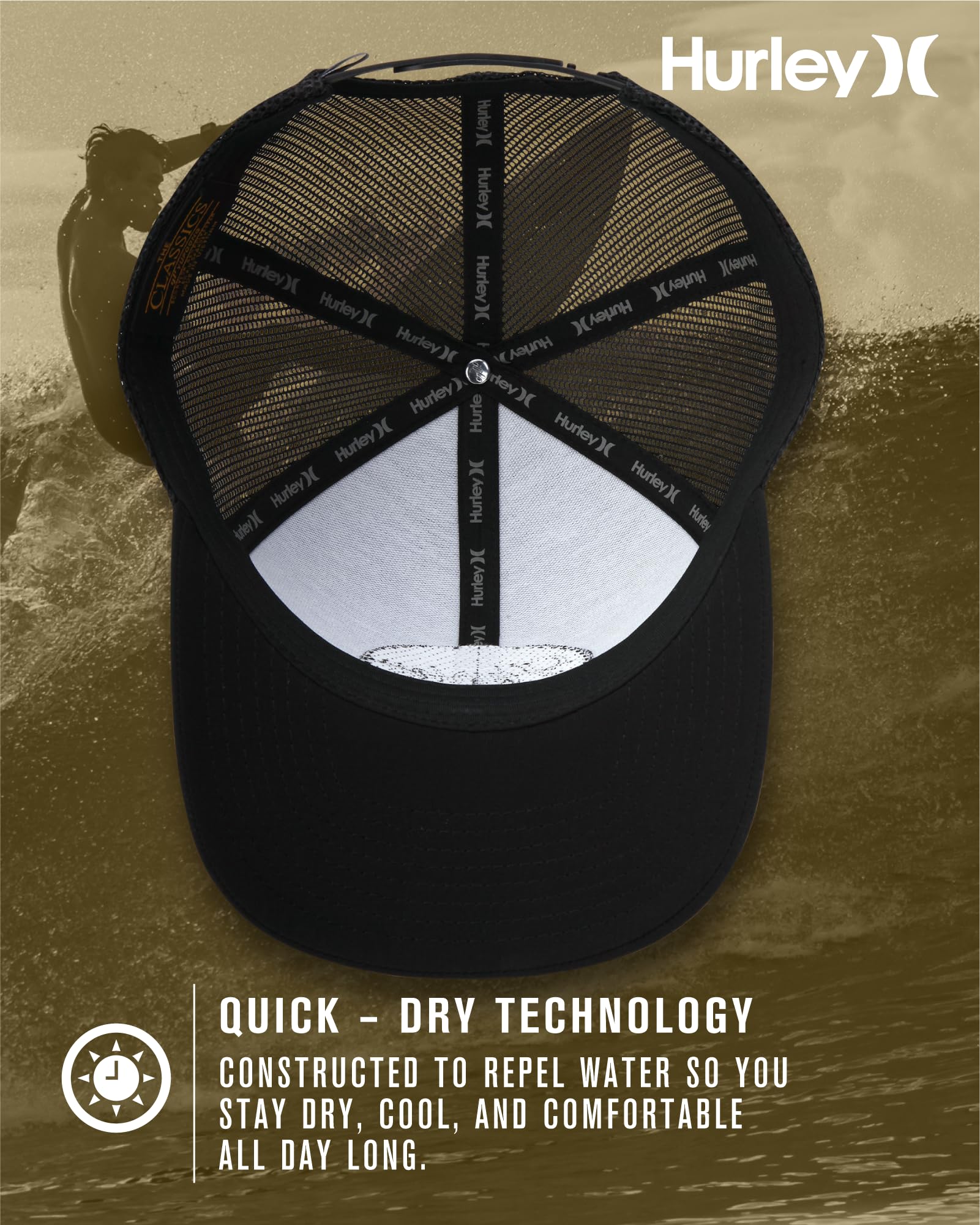 Hurley Cappello da uomo – Beach Break Trucker resistente all'acqua