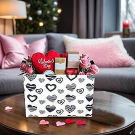 ASKETAM Valentine\'s Day Basket Gift for Empty Cute Heart Large Storage Bin for Kid and Baby Room Dcor (Black Creative Love)
