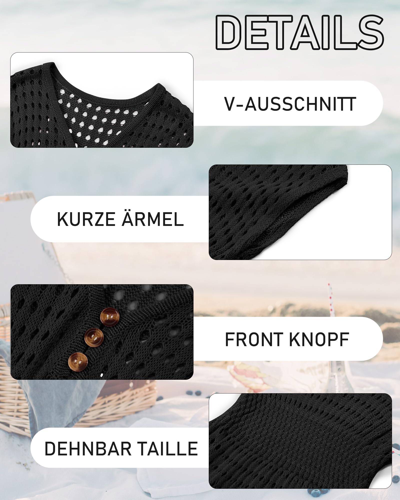 Haloumoning Robe de plage pour fille - Été - Bikini - Poncho - Manches courtes - Tricot - Mode