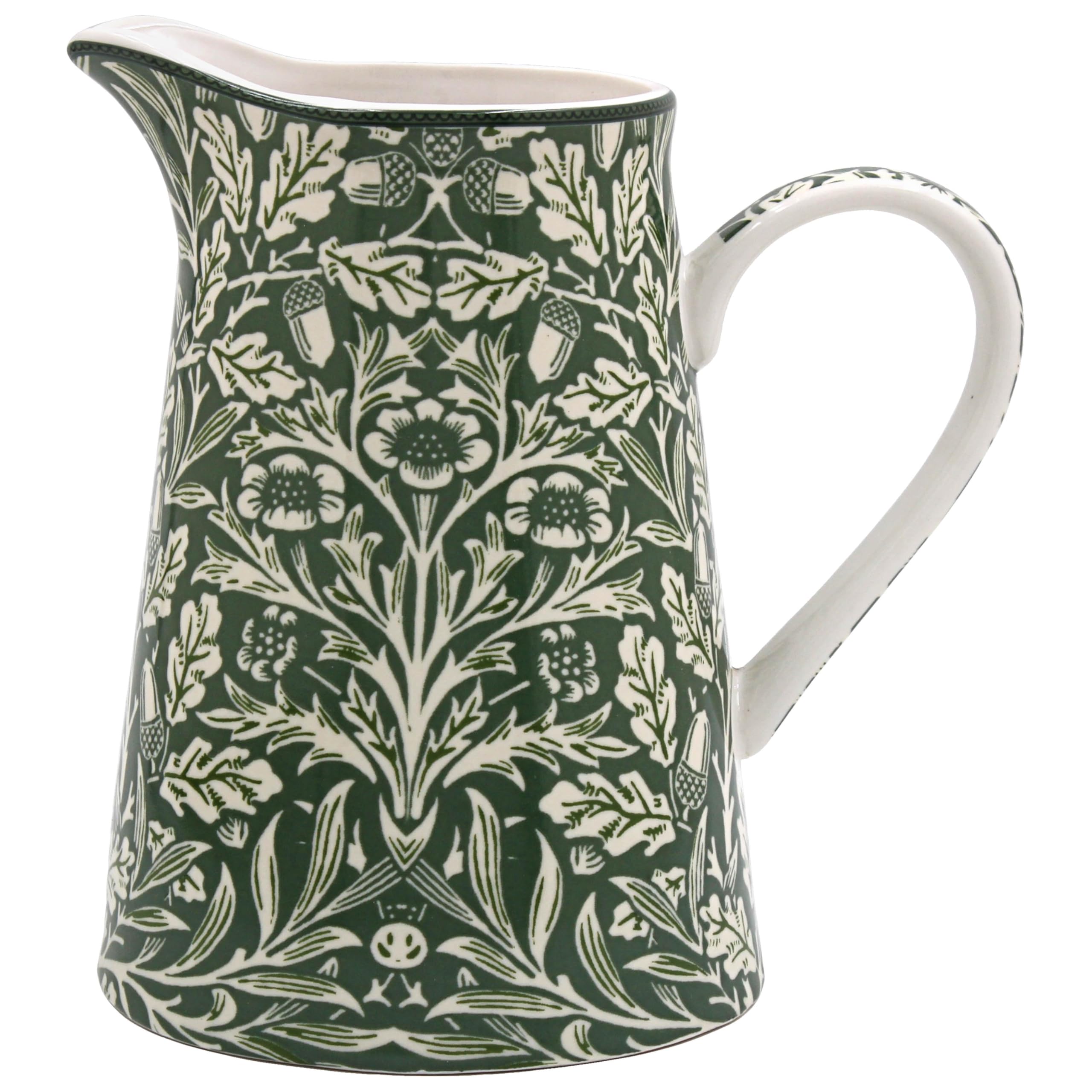 The Leonardo Collection William Morris Acorn Jug 500ml for Kitchen & Home | Beautiful Fine China Tableware for Vase Display | Decorative and Practical Cream, Milk Or Water Jug for Daily Use