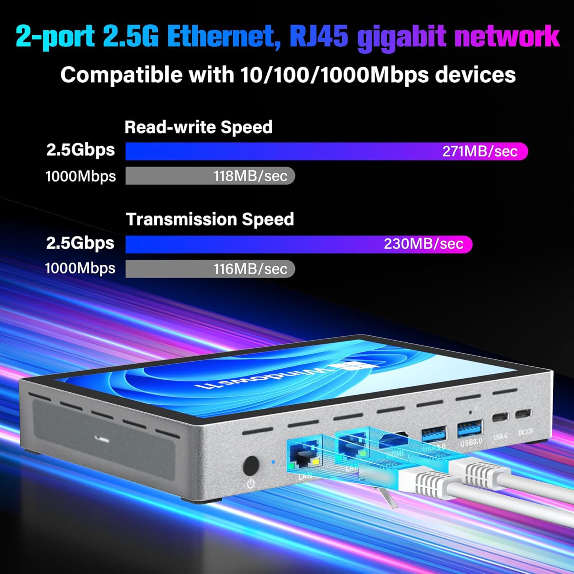 HIGOLEPC Mini PC 12th Gen N95 16GB RAM 256GB ROM, 4G Data Mini PC
