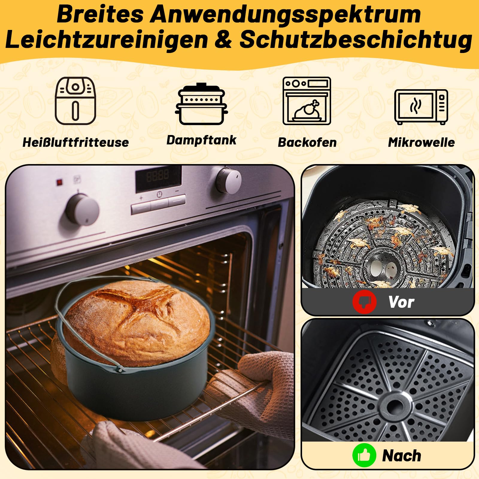 Heißluftfritteuse Zubehör Airfryer Zubehör für Philips 2000 Series NA229/00 | Für Philips Airfryer 2000 Series NA229/00 NA220 4,2L HD9270 6,2L Russell Hobbs 4L 4,3L 5,5L Backpapier Backform Ölspray, usw.