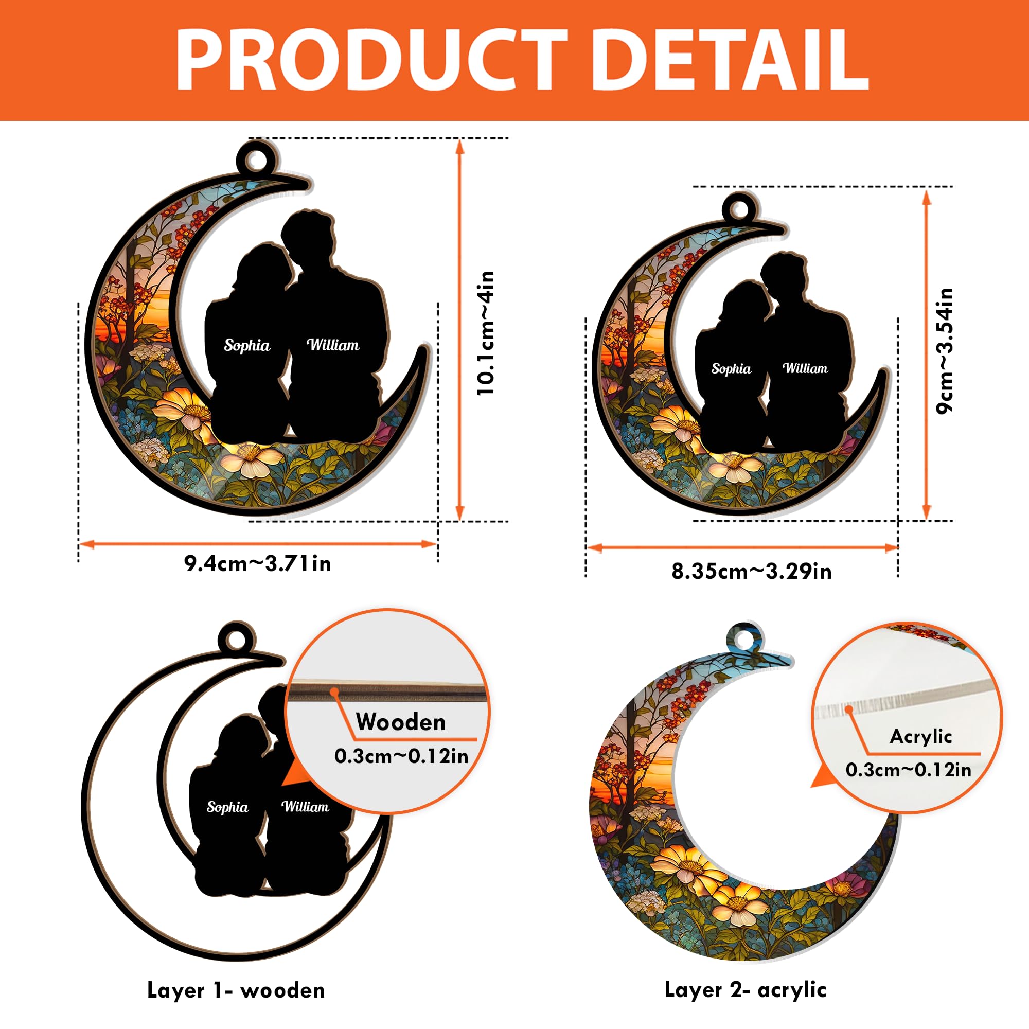 Penguin Ornament 2025 Personalized Gifts For Couple Suncatcher Ornament  Hugging Couple 02acdt070824 Penguin Friendship Ornament