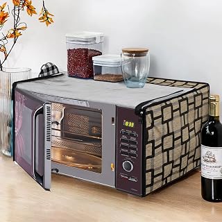 Glassiano Beige Checkered Printed Microwave Oven Cover for Samsung 21 Litre Convection Microwave Oven CE73JD-B/XTL, Black Price In India