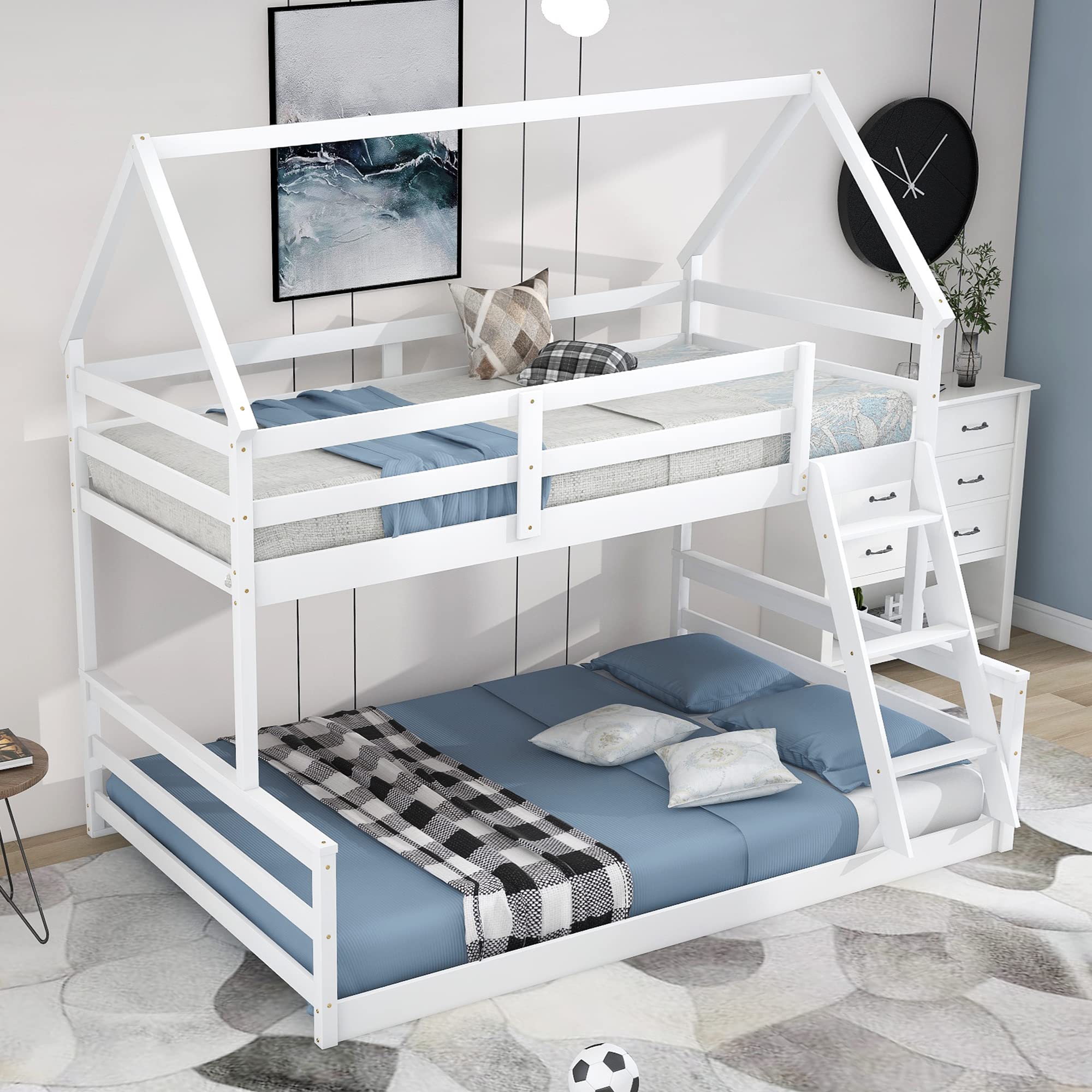 Bellemave Twin Over Full House Bunk Bed Assembled
