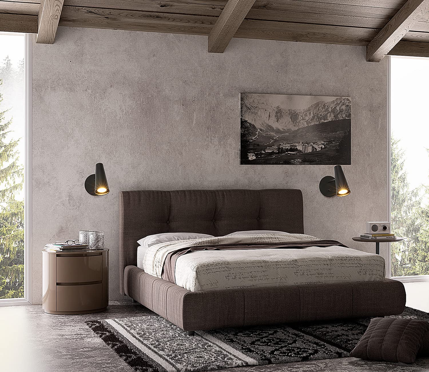 DAWALIGHT Spot Mural avec Interrupteur LED 5W 3000K Blanc chaud Gradable GU10 Applique Murale Simple Réglable Éclairage pour Salon Chambre Couloir Hôtel, Aluminium, Noir
