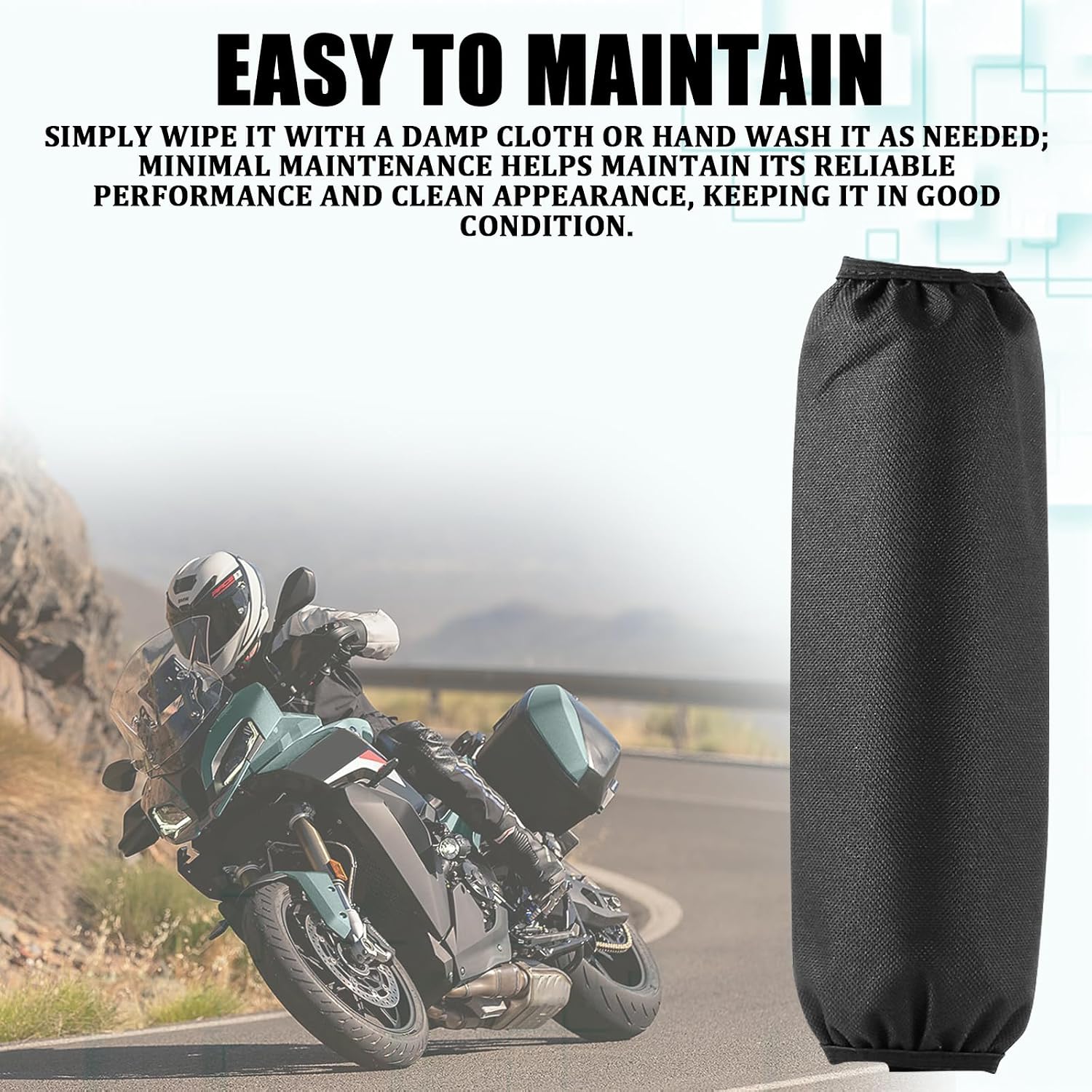 2 PCS Motorcycle Shock Suspension Covers, 10.6” Waterproof Nylon Sleeve, Scratch-Resistant Rear & Front Shock Absorber Protector, Universal for Motorcycles Scooters ATVs E-Bikes (Black)