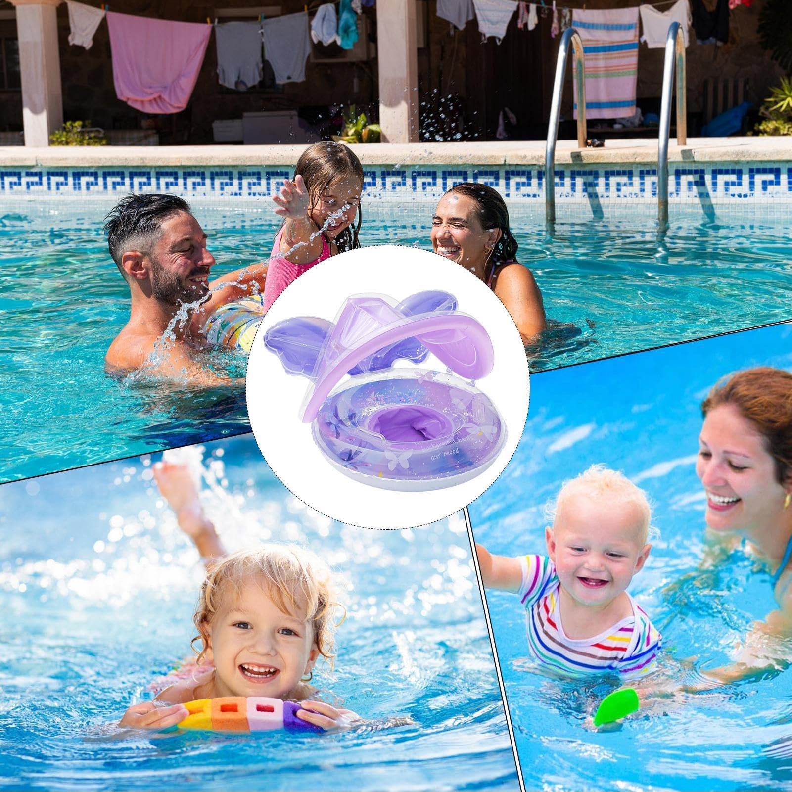 Flotteurs Enfant pour Piscine | Chaise Longue Flottante Forme Papillon avec Auvent - Flotteurs d'eau pour - pour La Baignade Extérieur Au Jardin Au Lac en Été Et Jeux À La Plage