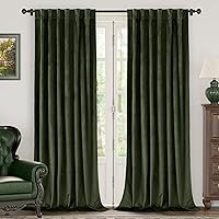 BGment Olive Green Velvet Blackout Curtains 52x84 Inch - Thermal Insulated Room Darkening Drapes, Back Tab Rod Pocket, 2 Panels for Living Room