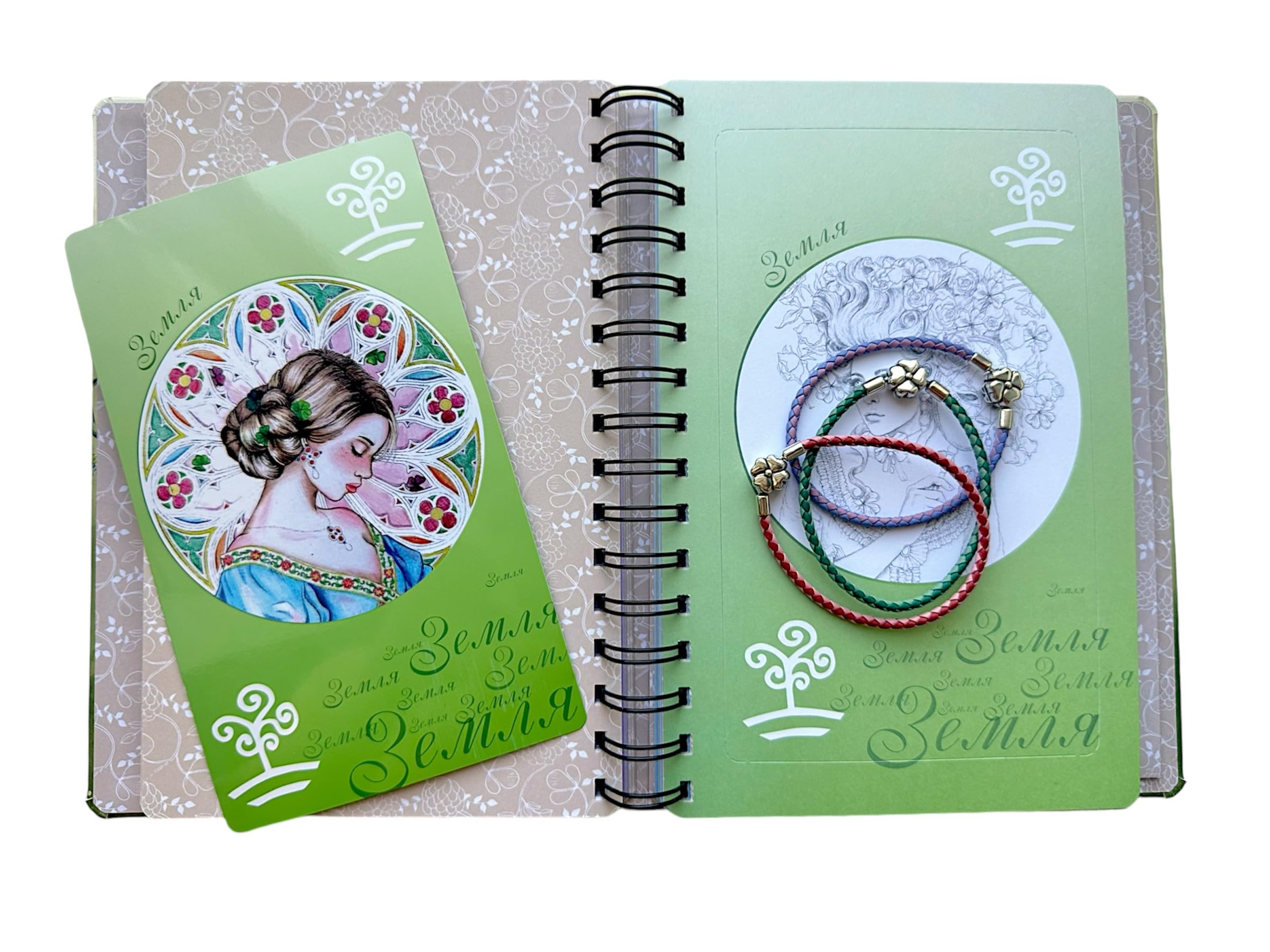 Transformational Diary of Metaphorical Cards “Transformation of Reality: Four Green Leaves” – Self-Discovery Journal with 28 Art Therapy Cards & Clover Charm Bracelet.Ukrainian version