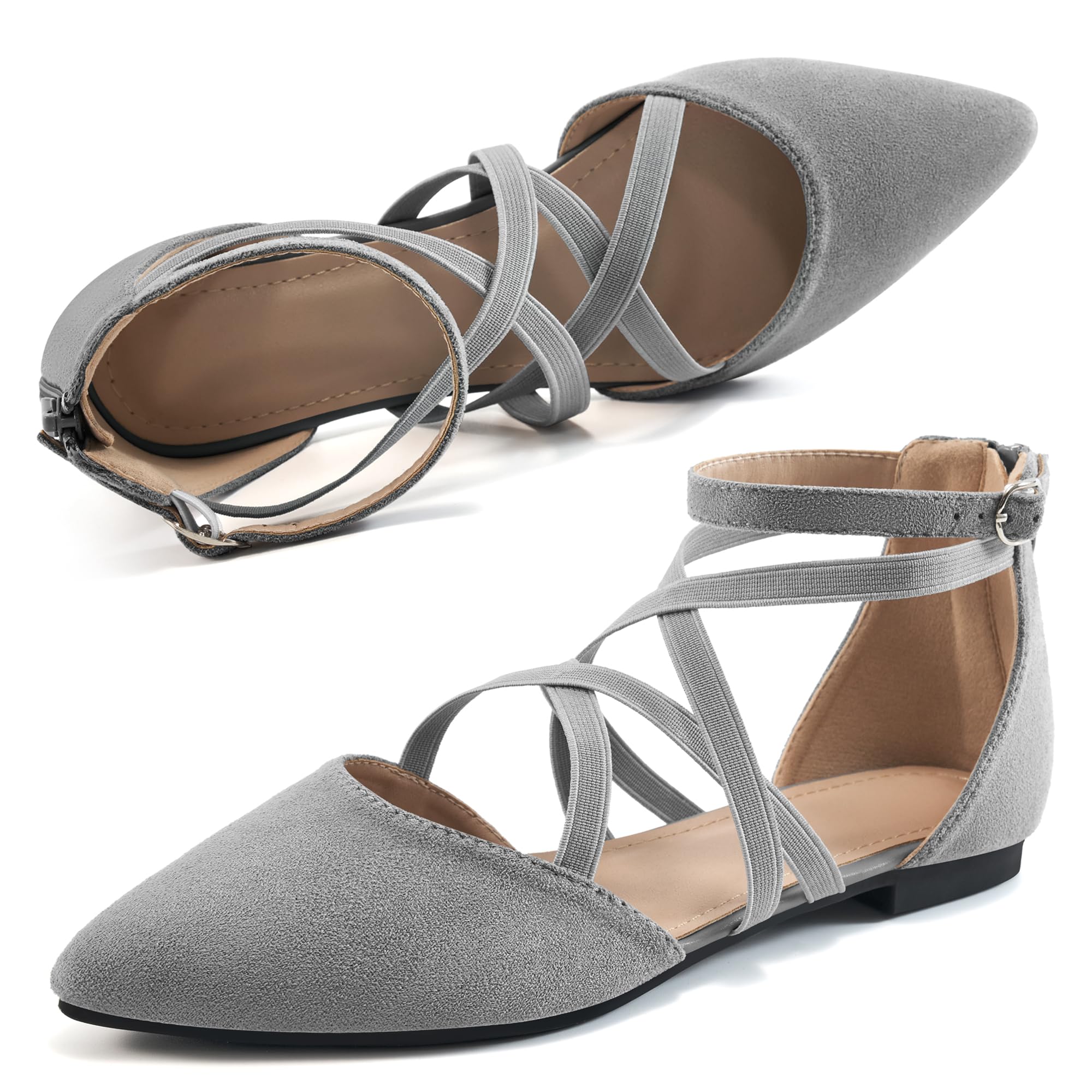 Reimferce Womens Ballet Flats for Wedding: Comfortable Dress Work Flat for 2026 - Ladies Dressy Zipper Walking Shoes