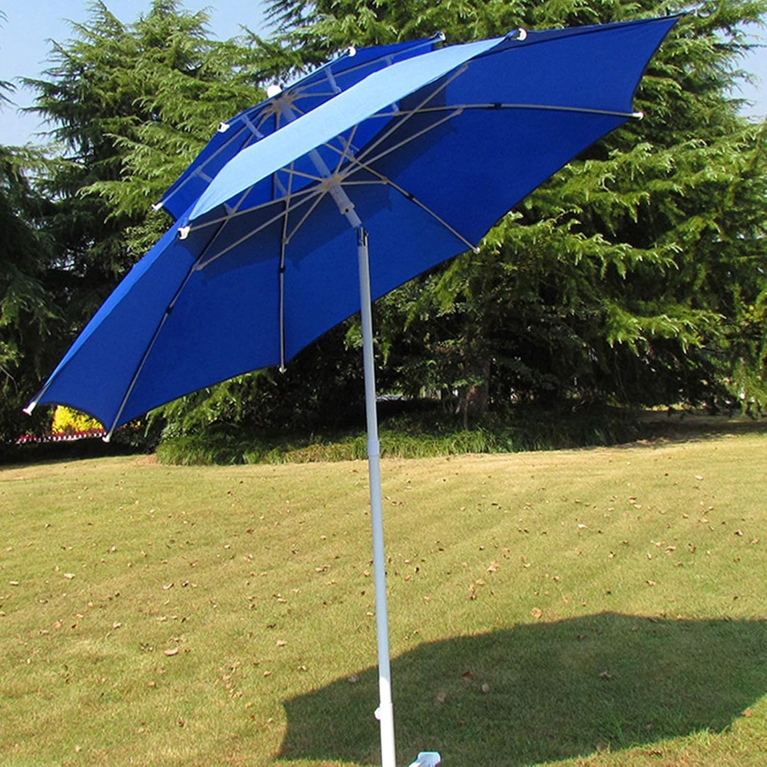 Outdoor Parasol with Push-Button Tilt and 8 Ribs, Waterproof Heavy Duty Patio Umbrella for Table Chair, 2.4m/7.9ft good