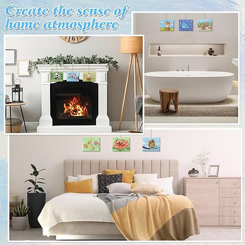 Miniatura 4 de COCHIE Adornos de madera para pintar para niños, fiesta del día de San Valentín, 12 piezas de rebanadas de madera preperforadas sin terminar para