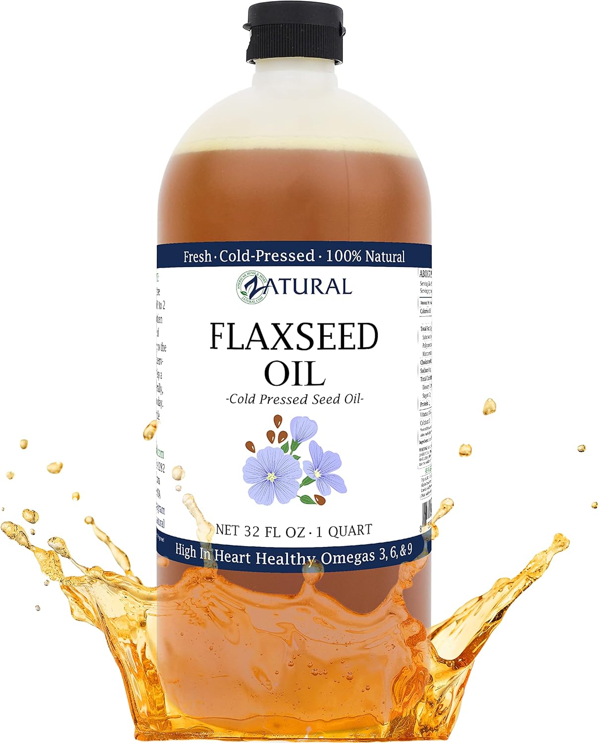 Zatural Flaxseed Oil Organiclly Grown 100 Pure Cold