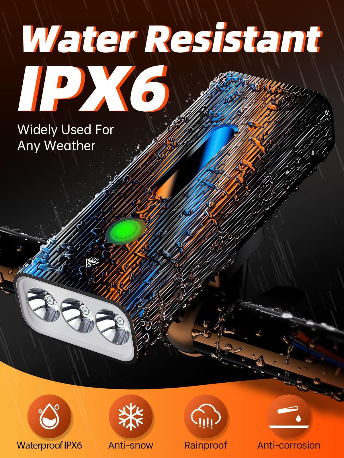 IPSXP 5000 Lumens Luci Bicicletta LED,5200mAh Batteria di Grande capacità & IPX5 Impermeabile,Oltre 14 ore di Autonomia,Anteriore e Posteriore USB Ricaricabile,Funzione Power Bank,Modalità Multiple
