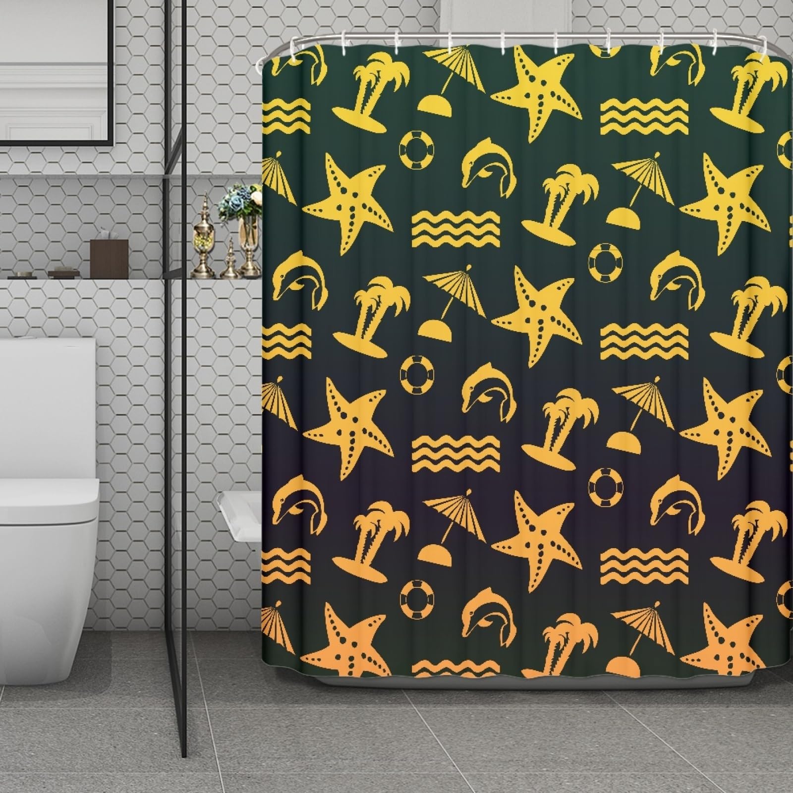 Rideau douche 180x220 imperméable en polyester anti-éclaboussures