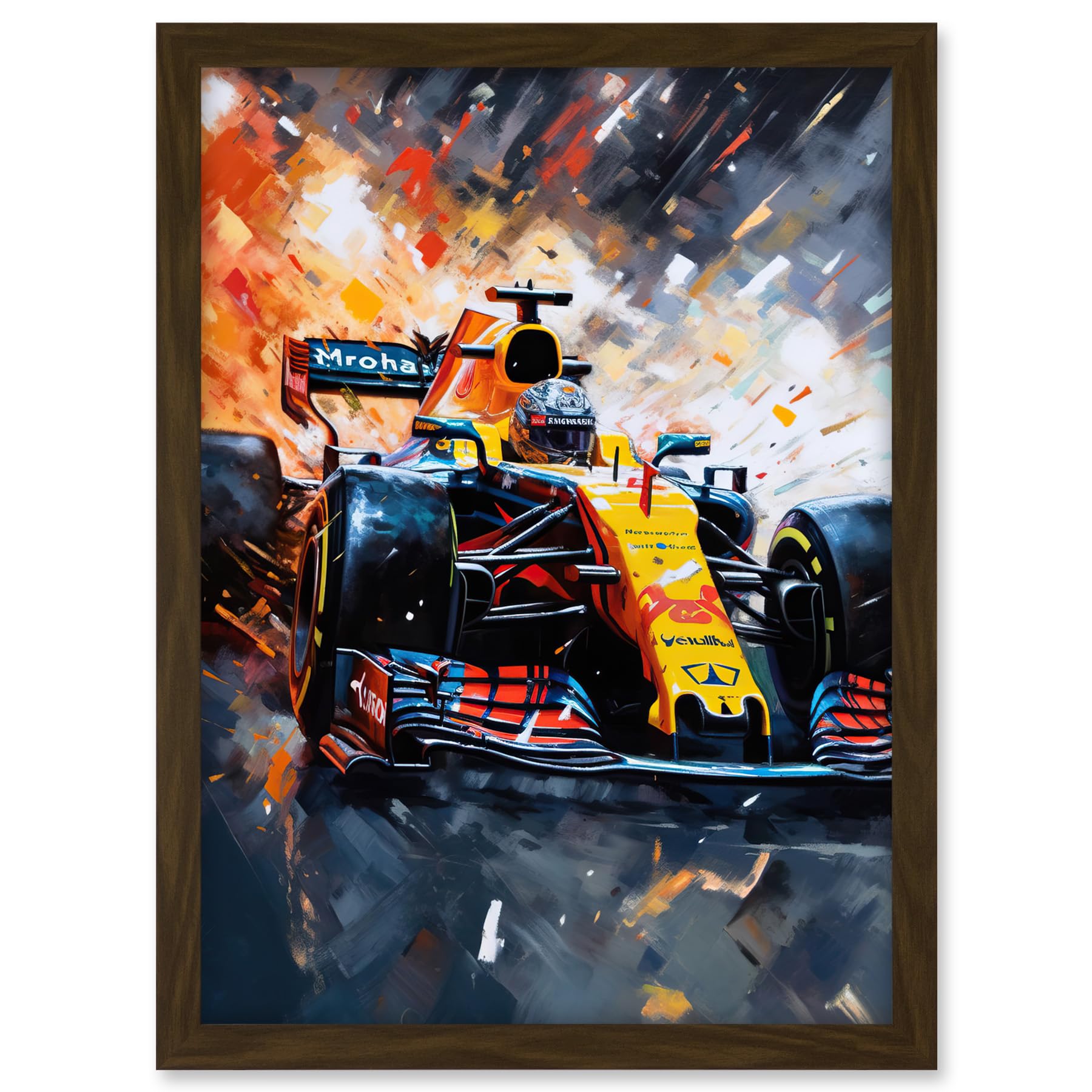 Artery8 Grand Prix Race Car in Action on Track Circuit Artwork Framed A3 Wall Art Print