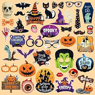 Happy Halloween Photo Booth Props - 38 Pcs Trick or Treat Halloween Phot...