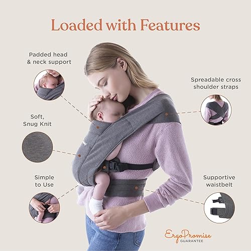 Miniatura 5 de Ergobaby Embrace - Portabebés acogedor para recién nacidos (3.2-11.3 kilogramos), gris jaspeado