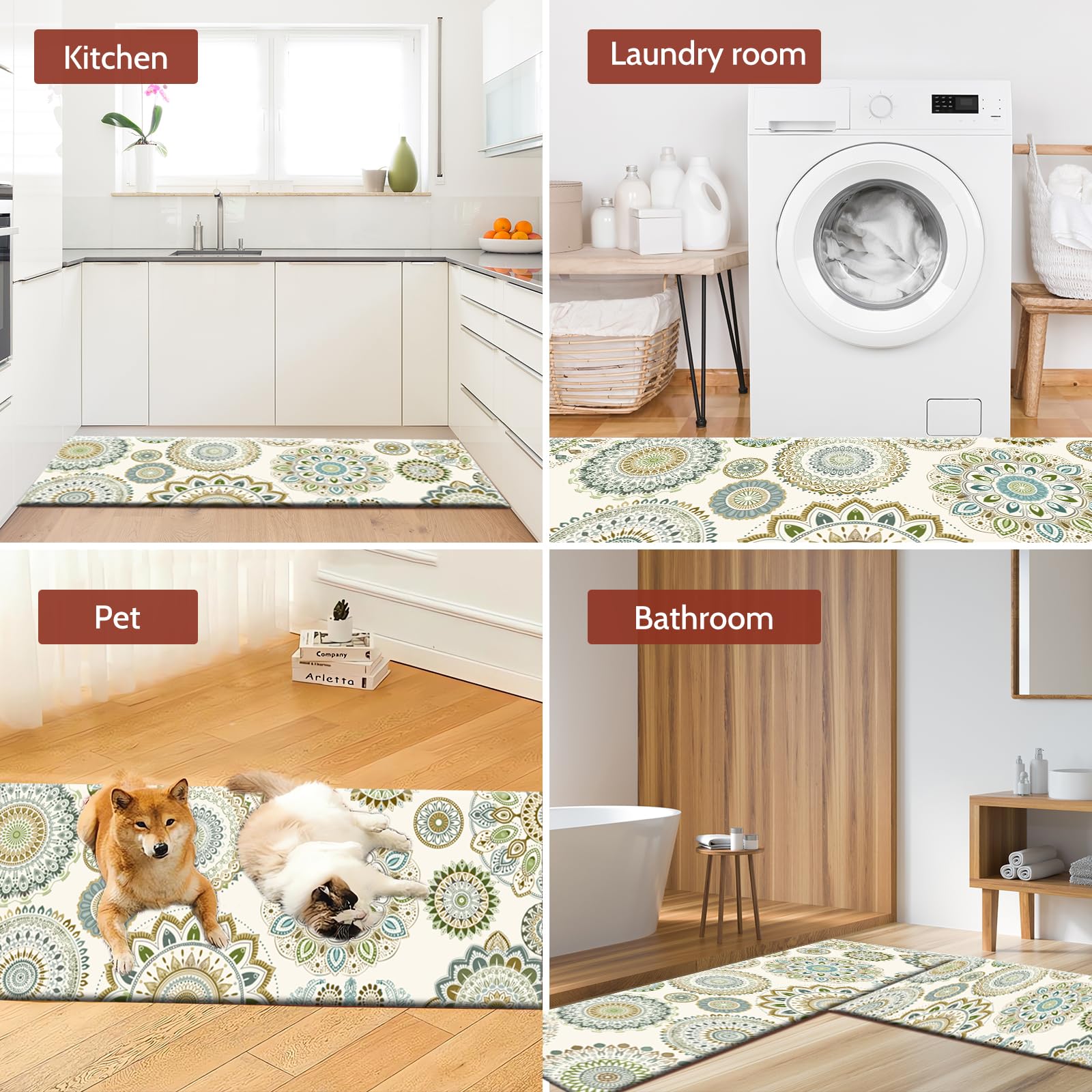 SHMMELZ Set of 2 Anti Fatigue Cushioned Wasterprool,Non Slip Kitchen Mat Floor Mat, Mats Non Skid Waterproof Kitchen Runner Comfort Standing Mat,Color Yellow Green