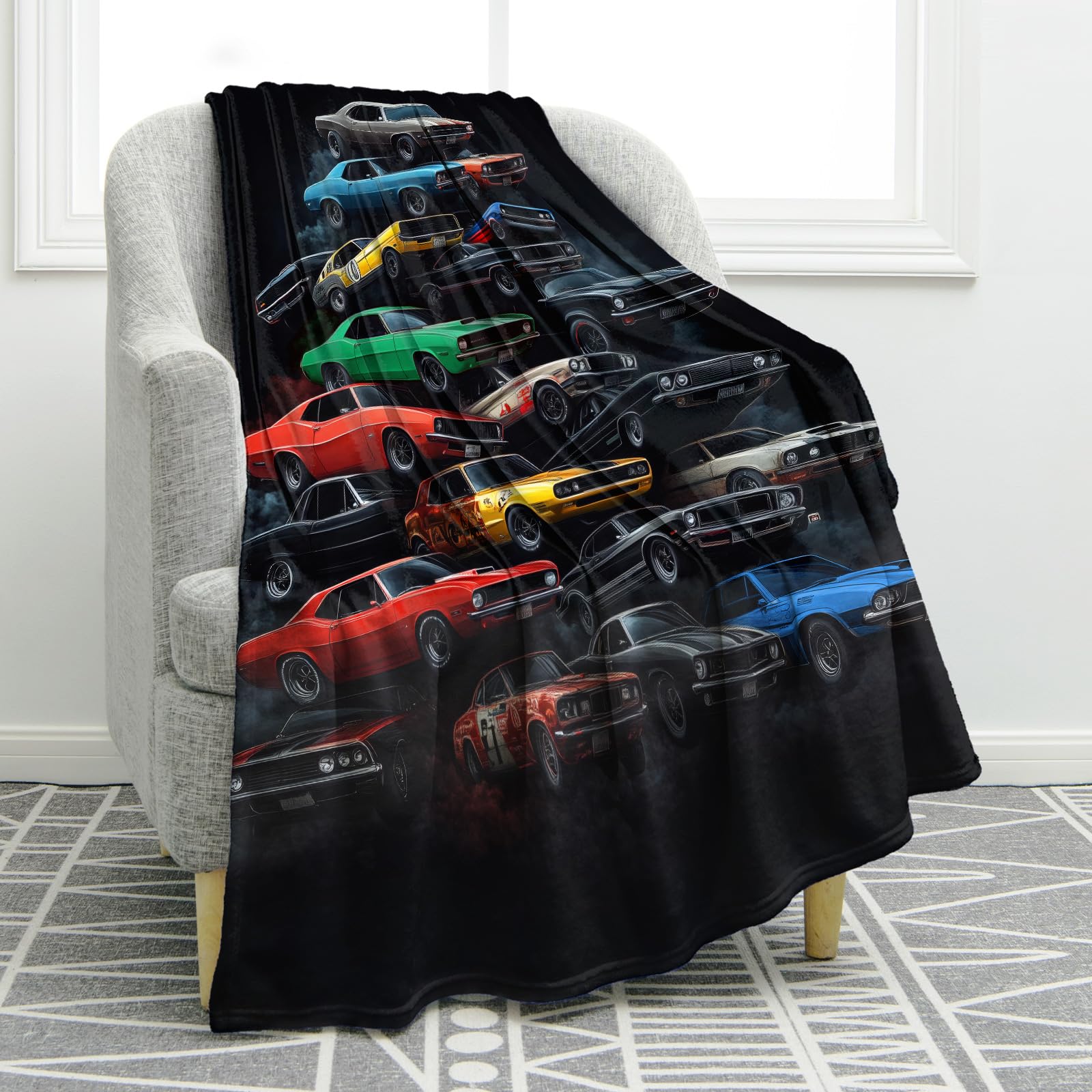 Jekeno Car Gifts Blanket for Man Son Brother Birthday Valentines Christmas Soft Cozy Plush Kids Teen Adults Throw Presents Decor for Classic Car