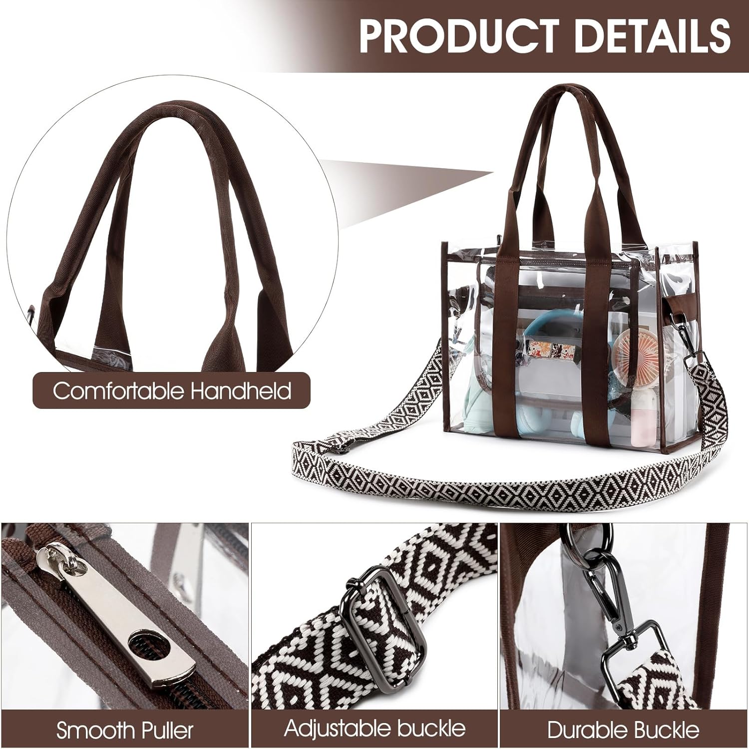 Clear Bags for Women Tote Bag, Crossbody Bag, Stadium Approved Clear Purse for Sports Events, Concert, Work & Beach - Image 5