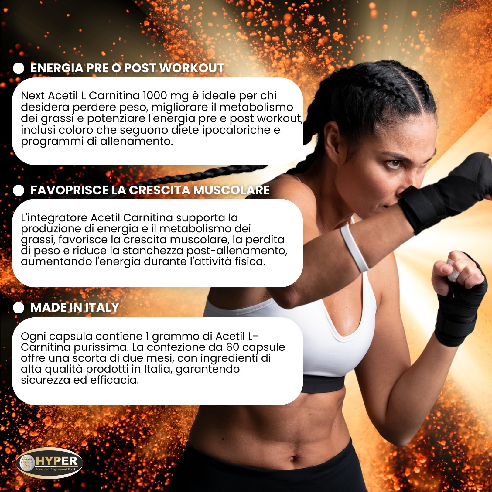 Next Acetil L Carnitina 1000 mg 60 CPS - Integratore di Acetyl L Carnitina Produzione di Energia e Favorisce il Metabolismo dei Grassi, Dimagrante Brucia Grassi - Integratori Palestra Pre Workout