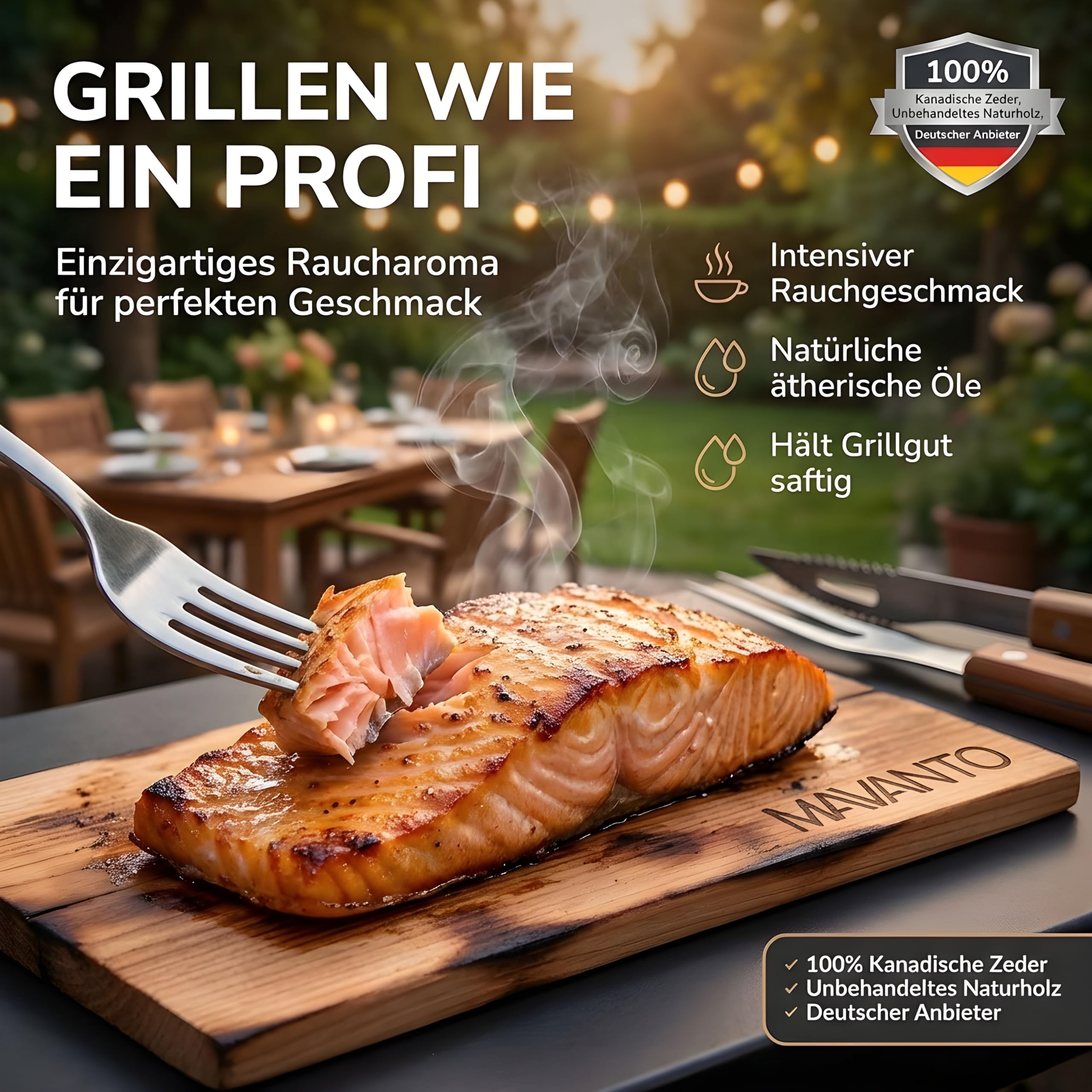MAVANTO® XXL Planche cèdre Barbecue - Planche à Fumer en cèdre Canadien Extra ÉPAISSE 30x14x1,5cm Lot de 2
