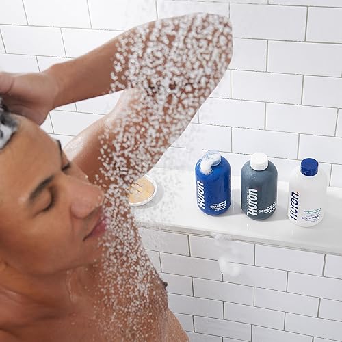 Miniatura 7 de Huron Kit de ducha  Champú, acondicionador y gel de baño para hombres  Sándalo + aroma a pimienta negra  Champú y acondicionador hidratante y