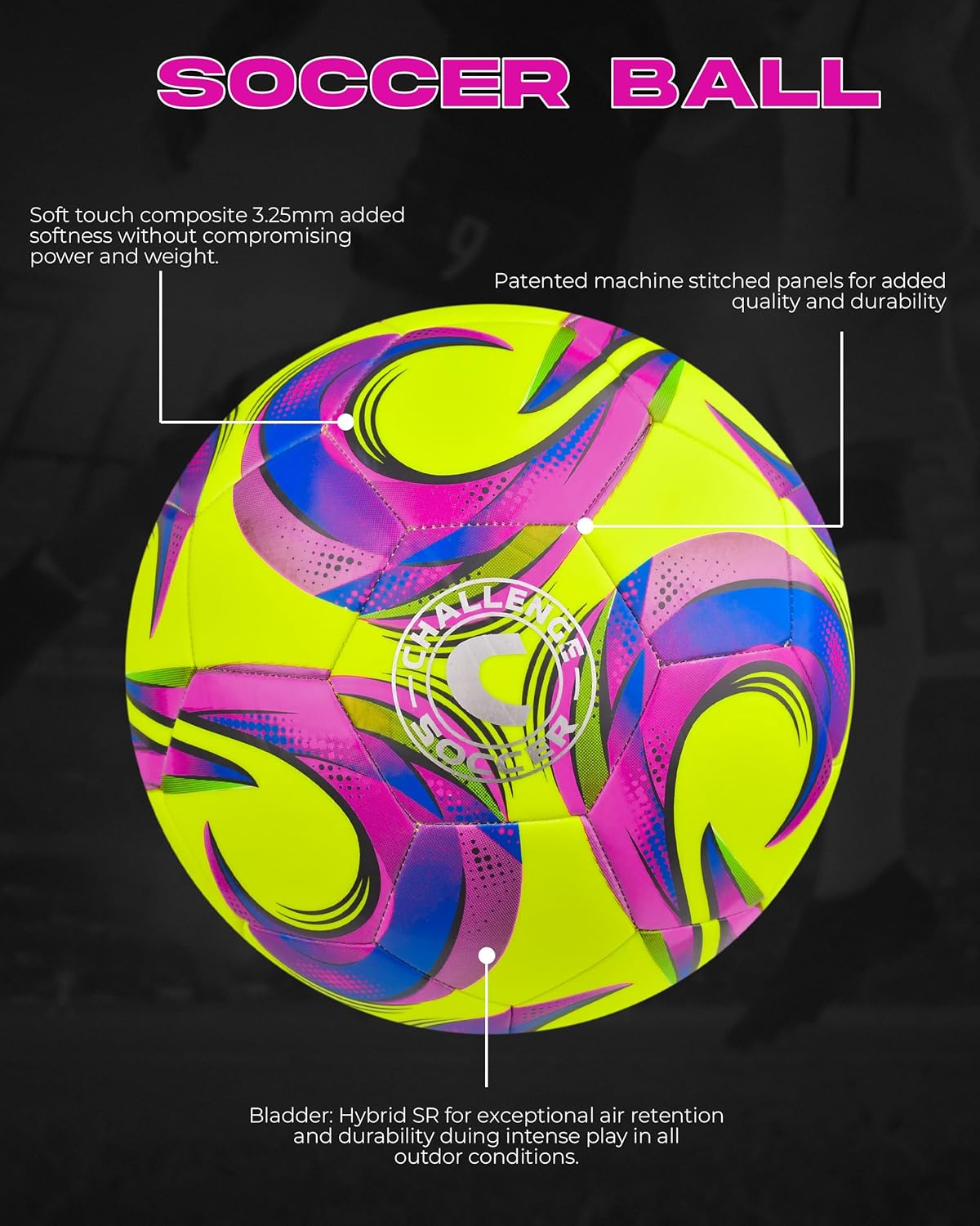 American Challenge Kreis Soccer Ball – Professional Training Soccer Ball for Grass Fields – Durable TPU Machine Stitched Soccer Balls – Sizes 3, 4 & 5 – Outdoor Practice & Match Play