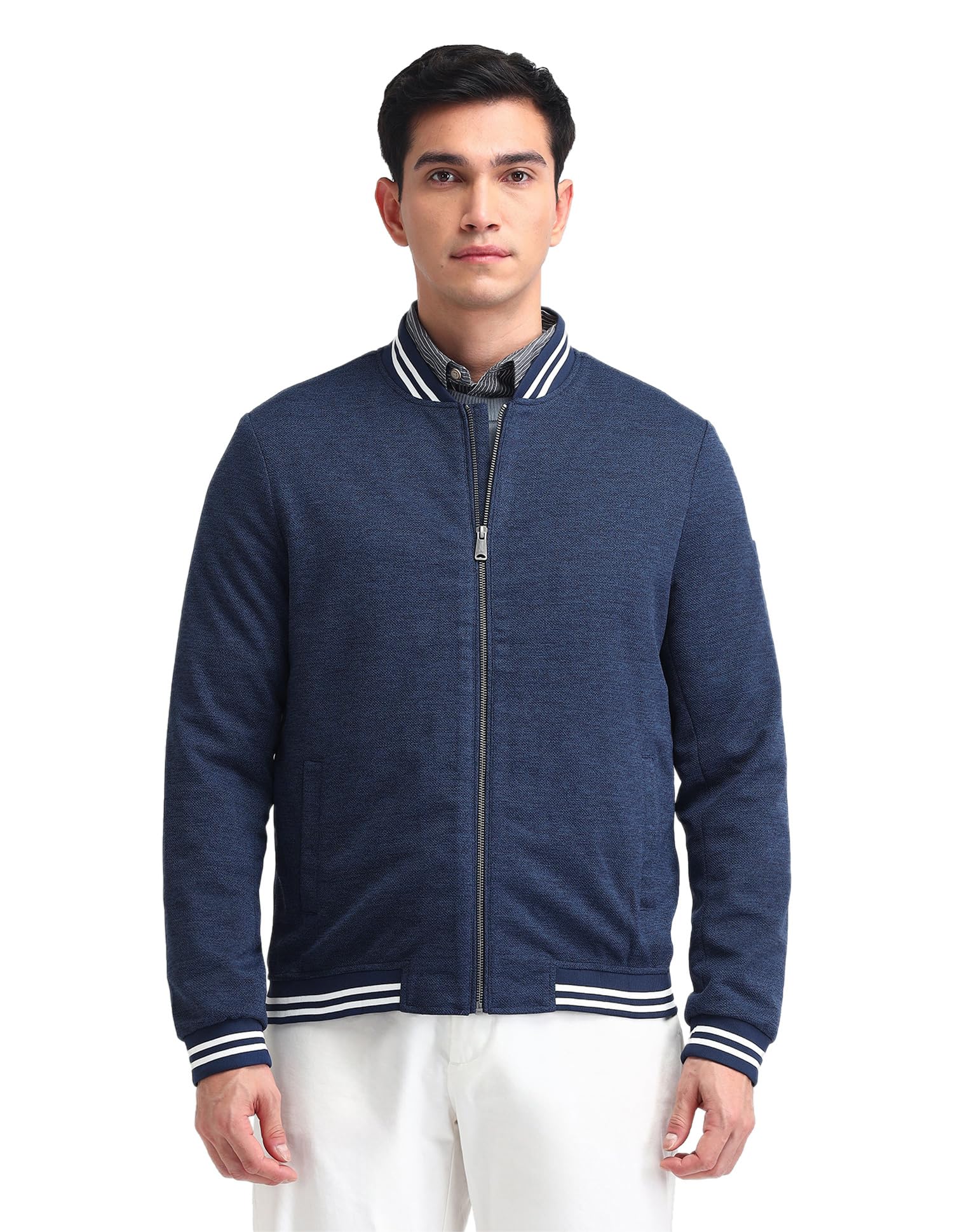 arrow sports Mens Blue Solid Long Sleeve Polyester Classic Jacket-picture-38