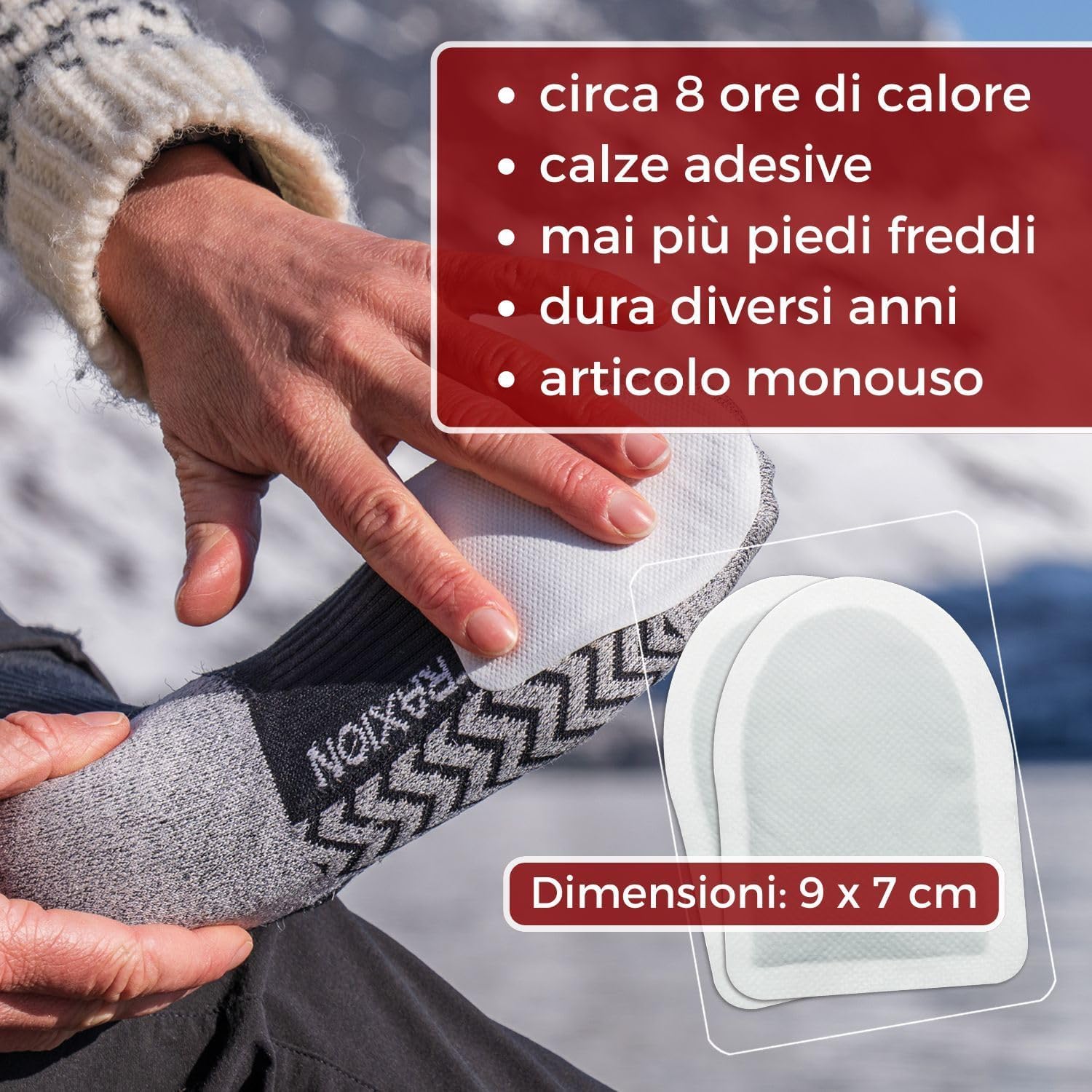THERMOPAD scaldapiedi adesivi - 20 paia - piedi caldi per 9 ore - attivati a contatto con l'aria - cuscinetto termico - solette termichi per il sport all'aperto
