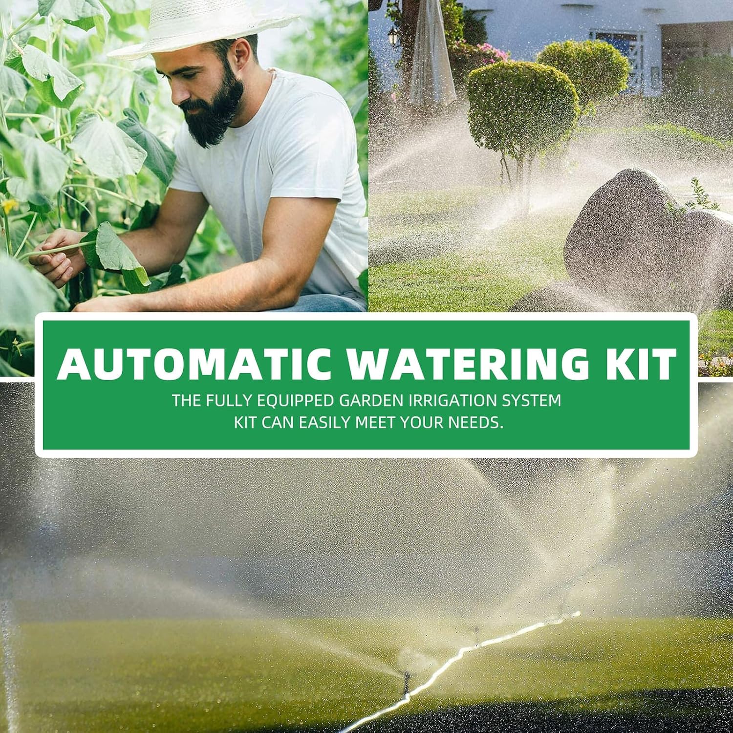 Automatic Drip Irrigation Kit for Garden Outdoor Plants, 15m DIY Micro Drip Irrigation System with Tubing and Emitters, Automatic Watering System for Lawn and Greenhouse