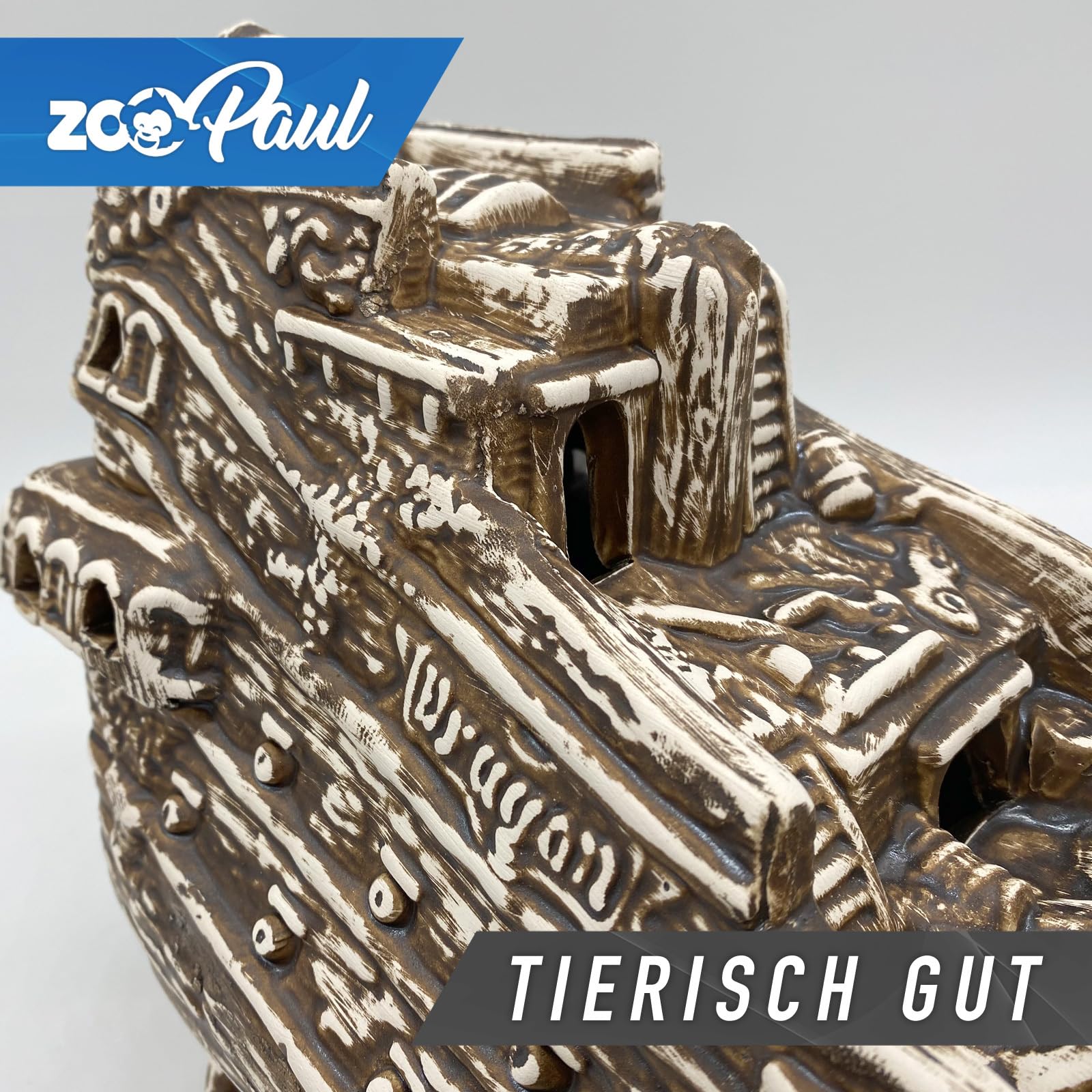 ZooPaul Deko Aquarium Boot 2 teilig RIESIG XXL Höhle Wrack Fische Keramik Dekoration Schiff Neuware