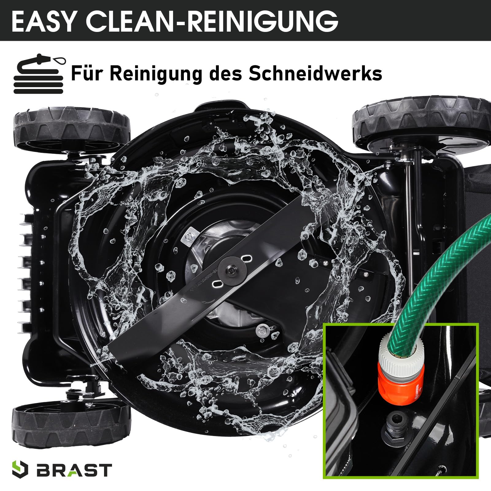 BRAST Benzin Rasenmäher mit Antrieb | 5,2kW (7PS) | 55cm Schnittbreite | viele Modelle | TÜV | 30-80mm Schnitthöhe | 60L Fangkorb | 4 Takt OHV Motor | Stahlgehäuse