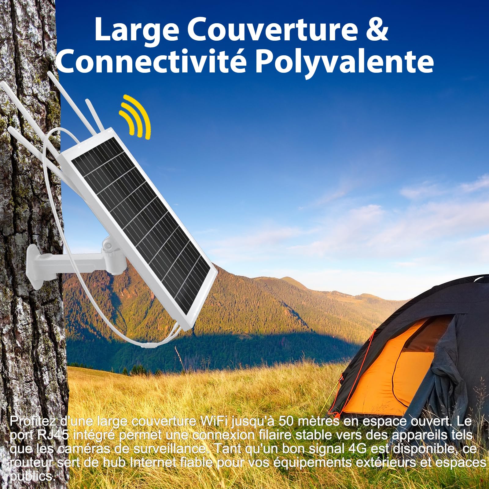Routeur de Modem 4G LTE alimenté par Le Soleil