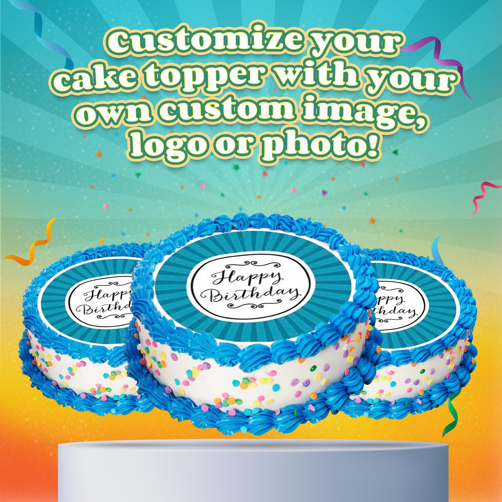 Custom Edible Prints on Cake: Create Your Special Event with Custom Edible Image Toppers - Upload Photos for Unique, Stylish Designs on Rectangular, Round Cakes Designs - 6