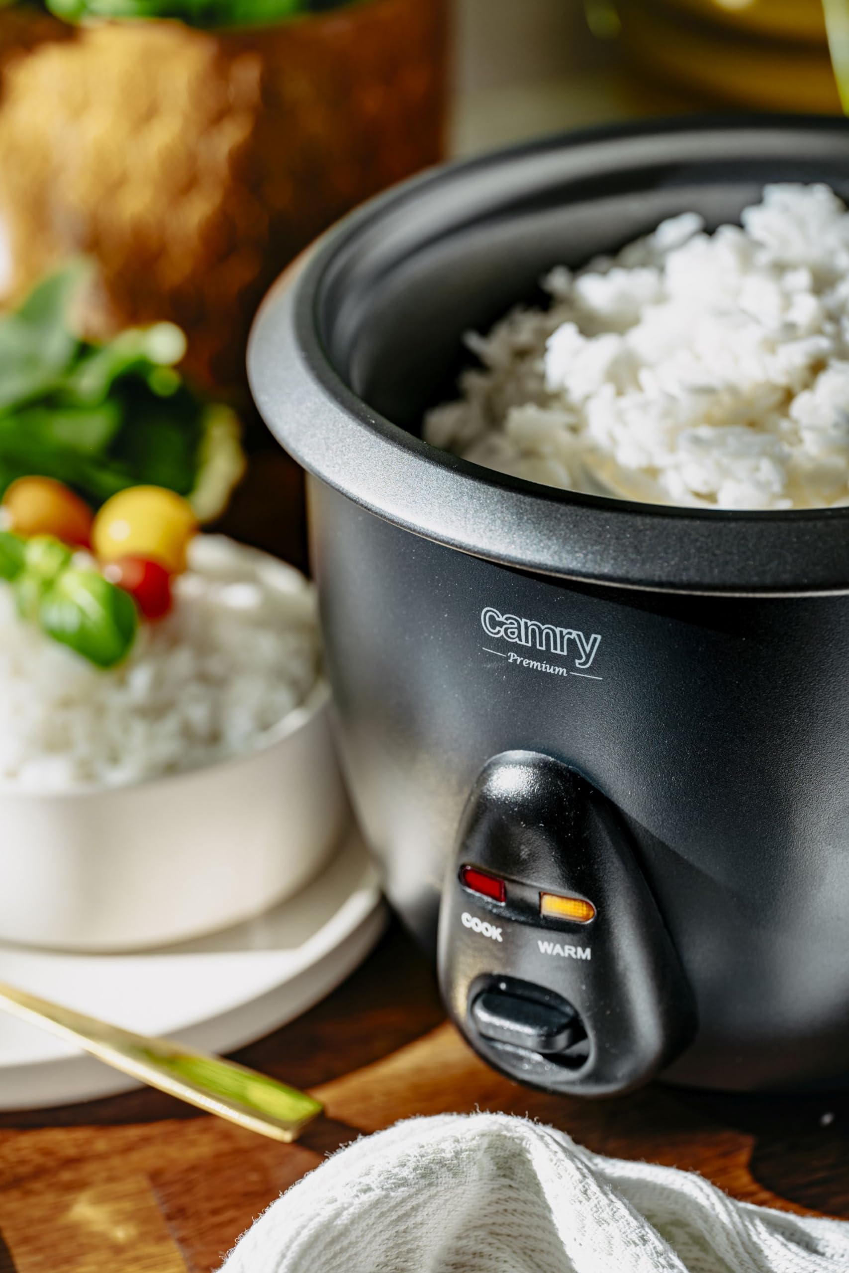 CAMRY PREMIUM Garnek do Gotowania Ryżu CR6419, 1L, 400W, Nieprzywierająca Powłoka, Podtrzymywanie Ciepła, Szklana Pokrywka, Antypoślizgowe Nóżki