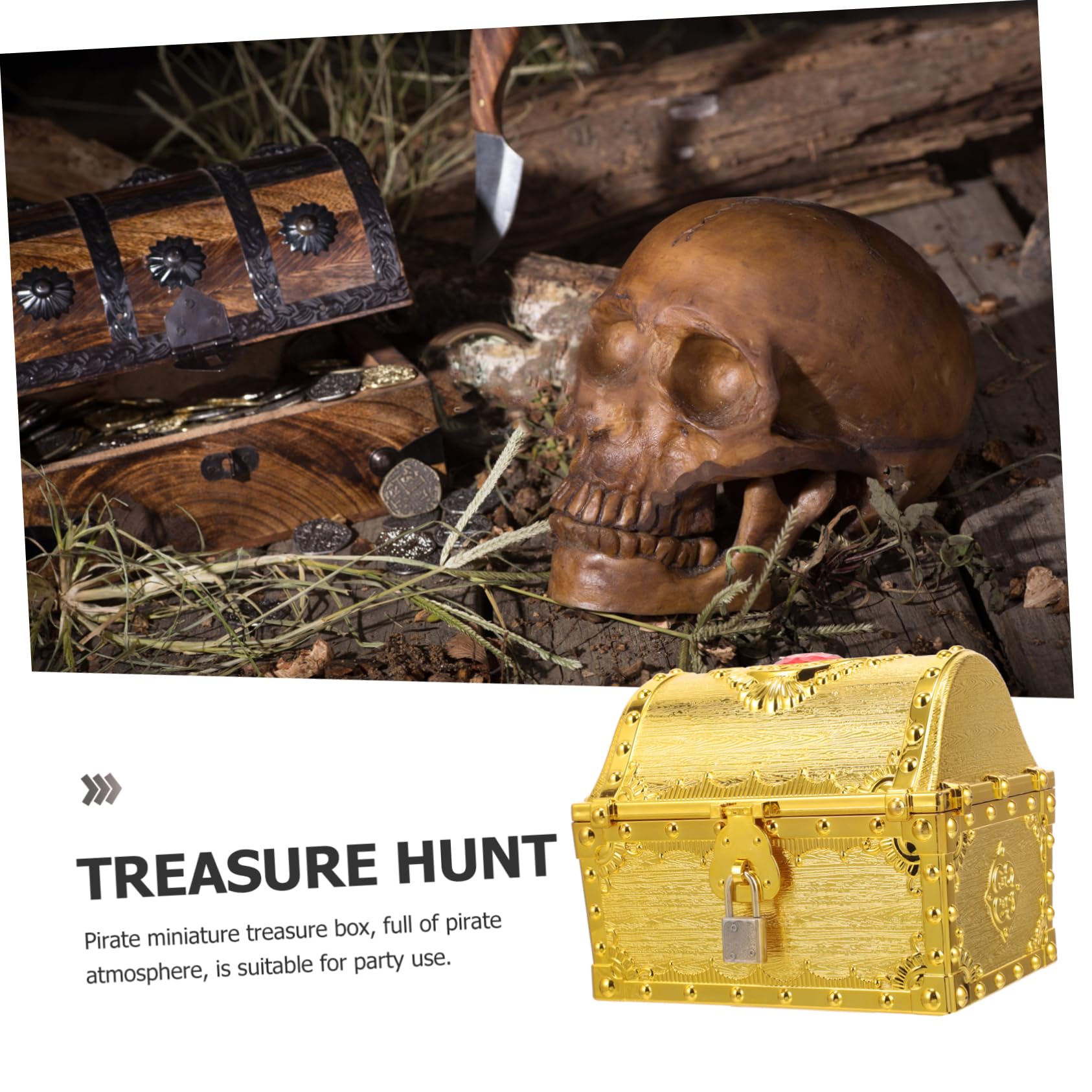 PartyKindom 4Er Schachtel Schatztruhe der Piraten halloween dekoration halloween decoration verstauungsboxen takı kutusu Schmuck Zubehör Piraten-Schatztruhe Schatztruhe zur Dekoration Plastik