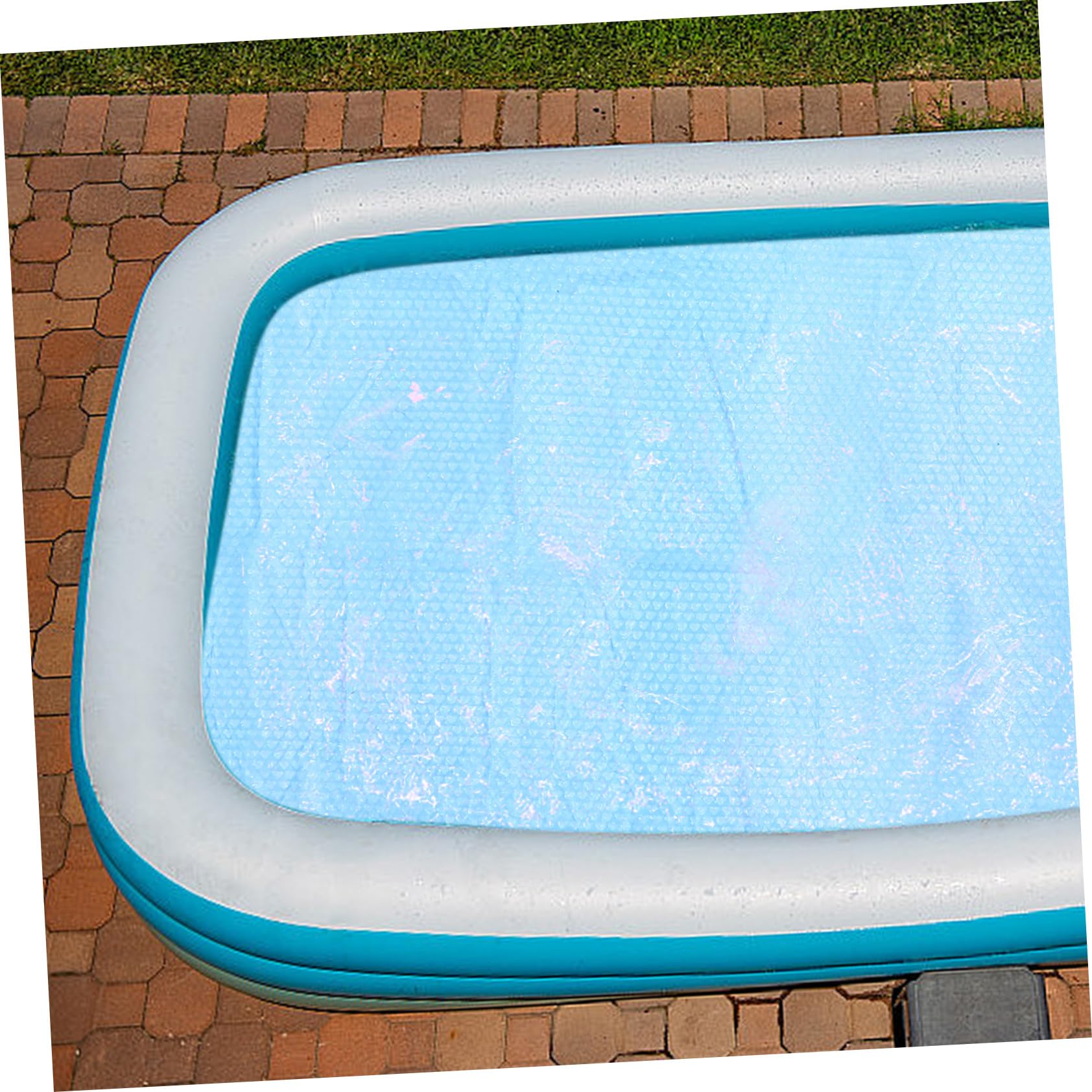 Cubierta de Piscina Rectangular Burbujas PE Azul, Aislamiento Térmico