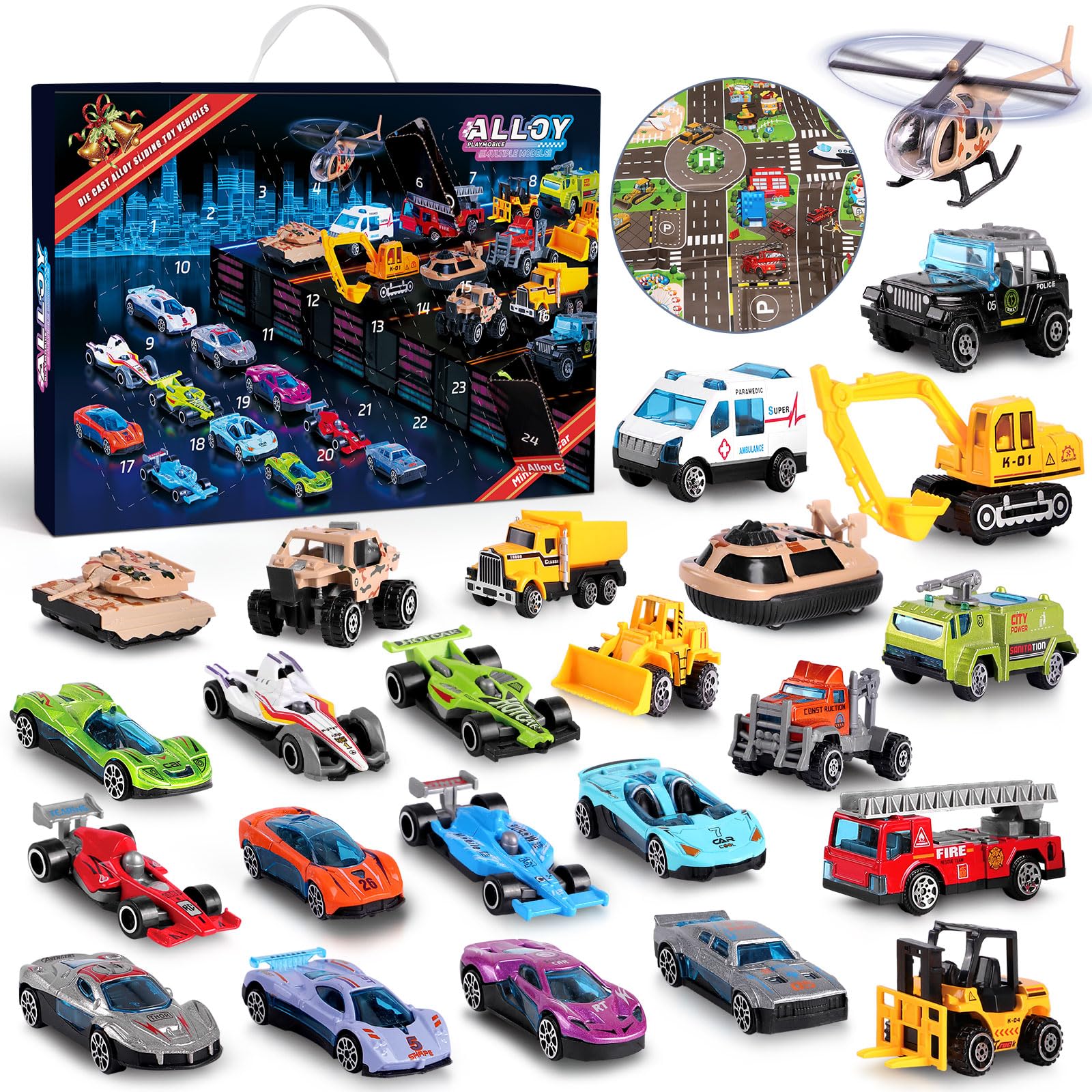 Calendario Dell'avvento 2025 Con 24 Mini Auto, Regalo Giocattolo Per