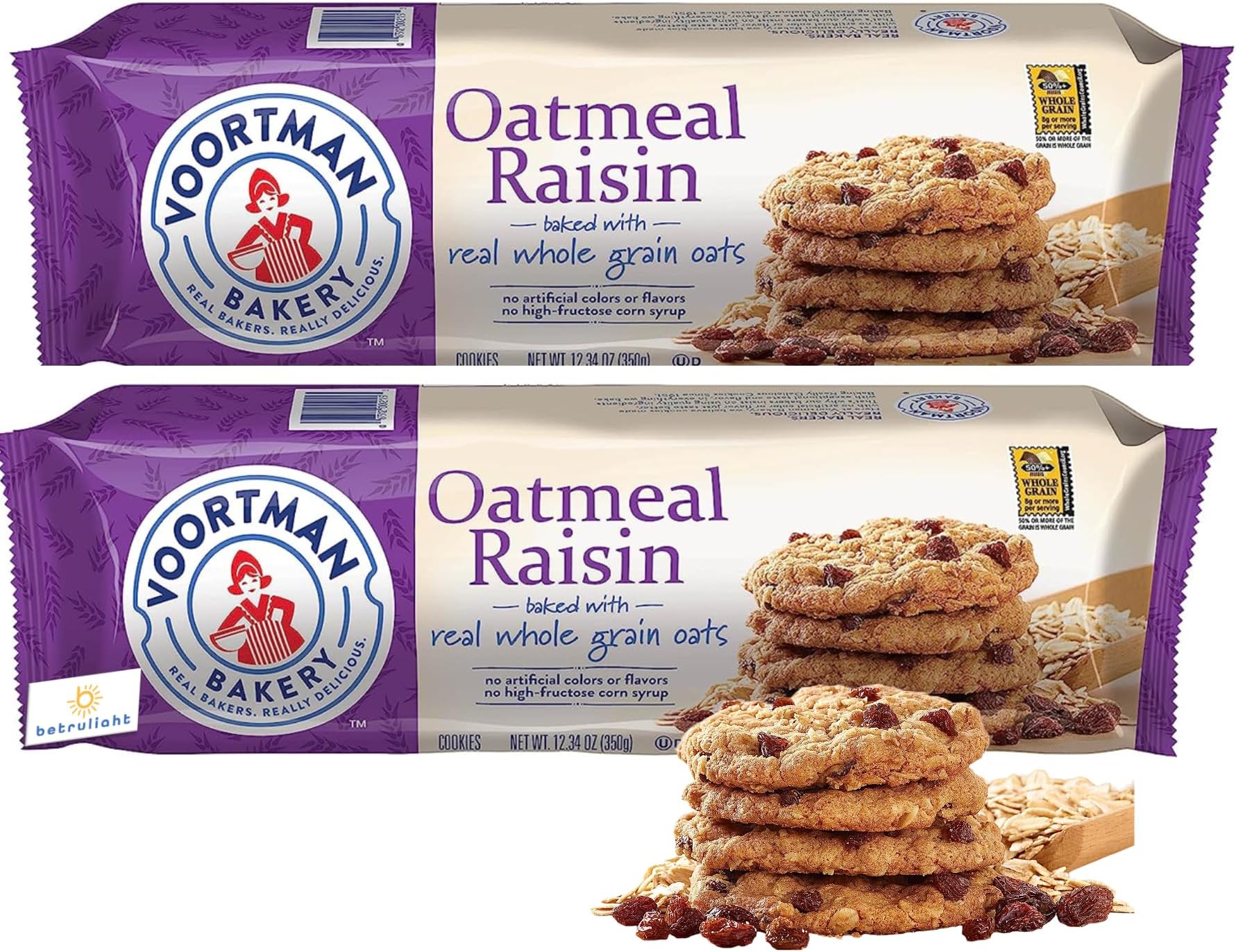 Oatmeal Cookies | Shortbread Cookies | Fudge Brownie Chocolate Chip| Coconut | Windmill| Voortman Oatmeal Raisin cookies | Simple Mills is Vegan & Keto Friendly Snack Cookies Variety Pack Bundled with BETRULIGHT Fridge Magnet- 7.4 oz each โ Pack of 2 (Oatmeal Raisin Cookies)