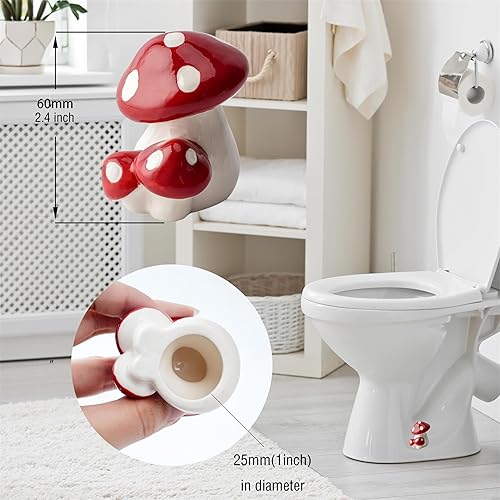 Miniatura 4 de Tapones de pernos de hongo para suelo de inodoro, cubiertas de cerámica para pernos de inodoro de hongos, bonita decoración de baño, accesorios