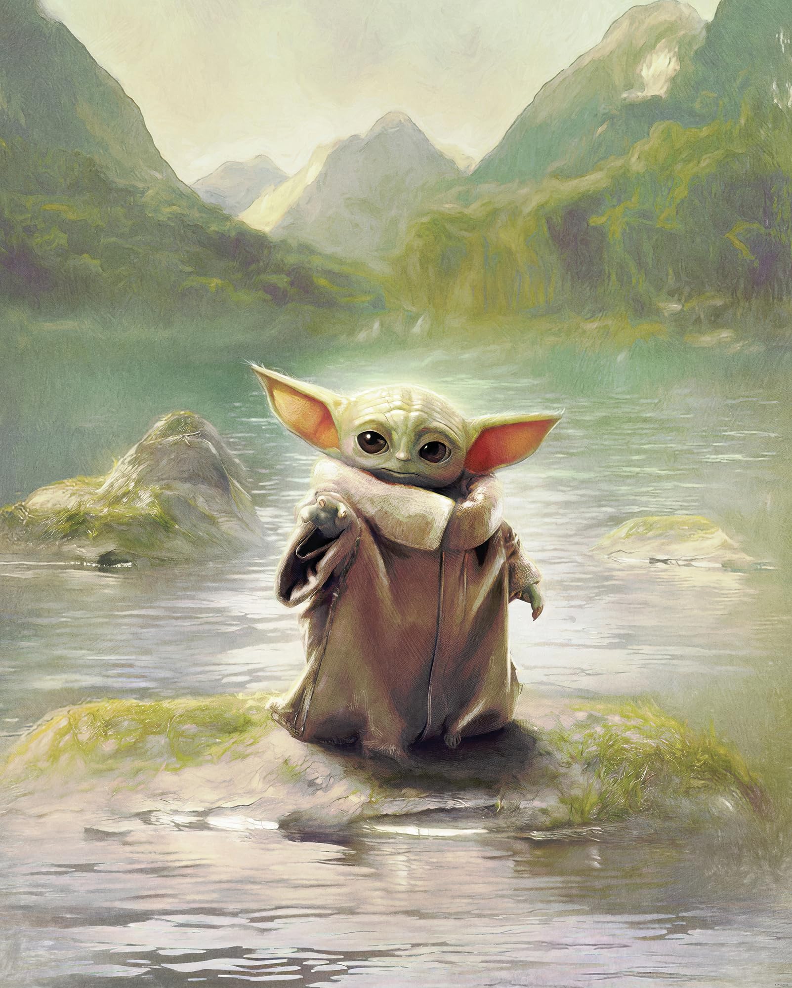 Komar Vlies Fototapete Star Wars The Mandalorian Grogu Landscape | 200 x 250 cm, Kinderzimmer, Kindertapete